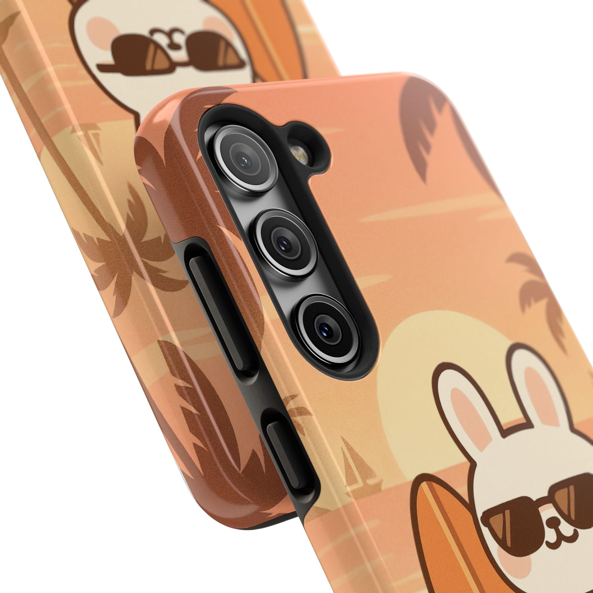 Capymo Family Sunset Surf Bunny Phone Case – Tropical Beach Skateboard Bunny "Toto" Phone Case