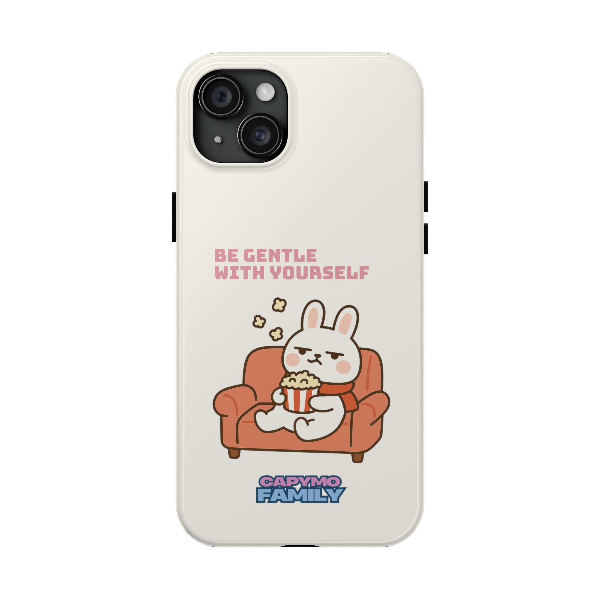 Capymo Family “Be Gentle With Yourself” Phone Case – Cozy Bunny Self-Care Quote Cover