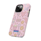 Capymo Family Kawaii Magic Snack Phone Case – Pastel Candy, Popcorn & Cookie Pattern Cover