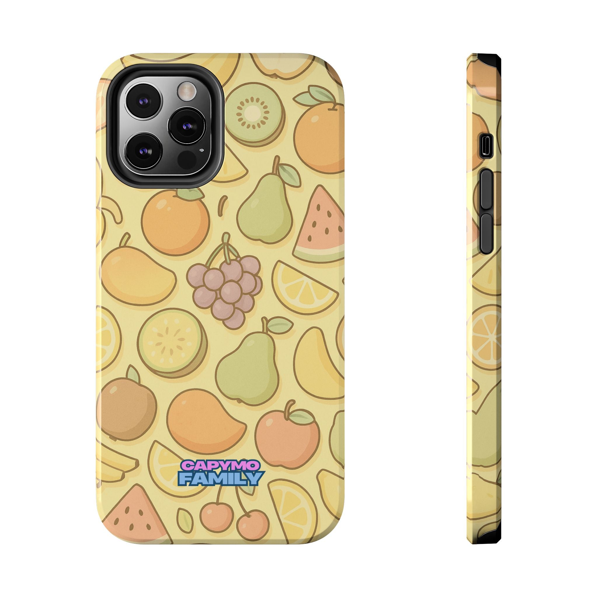 Capymo Family Kawaii Fruit Phone Case – Cute Aesthetic iPhone Cover with Citrus & Summer Vibes