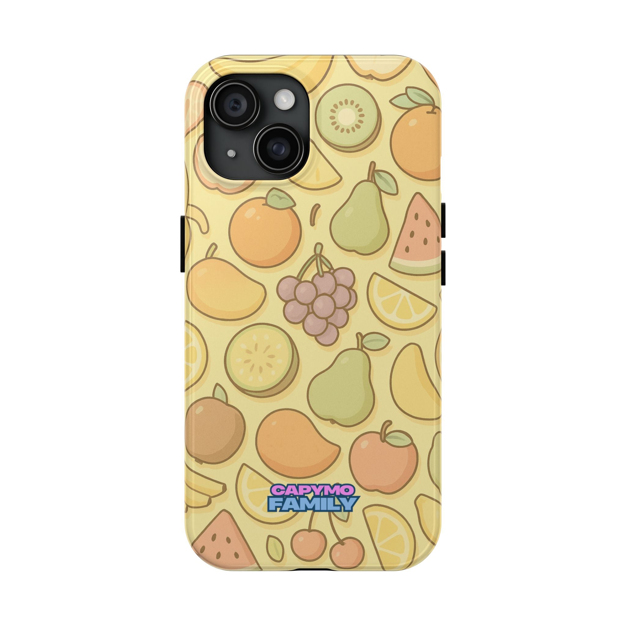 Capymo Family Kawaii Fruit Phone Case – Cute Aesthetic iPhone Cover with Citrus & Summer Vibes