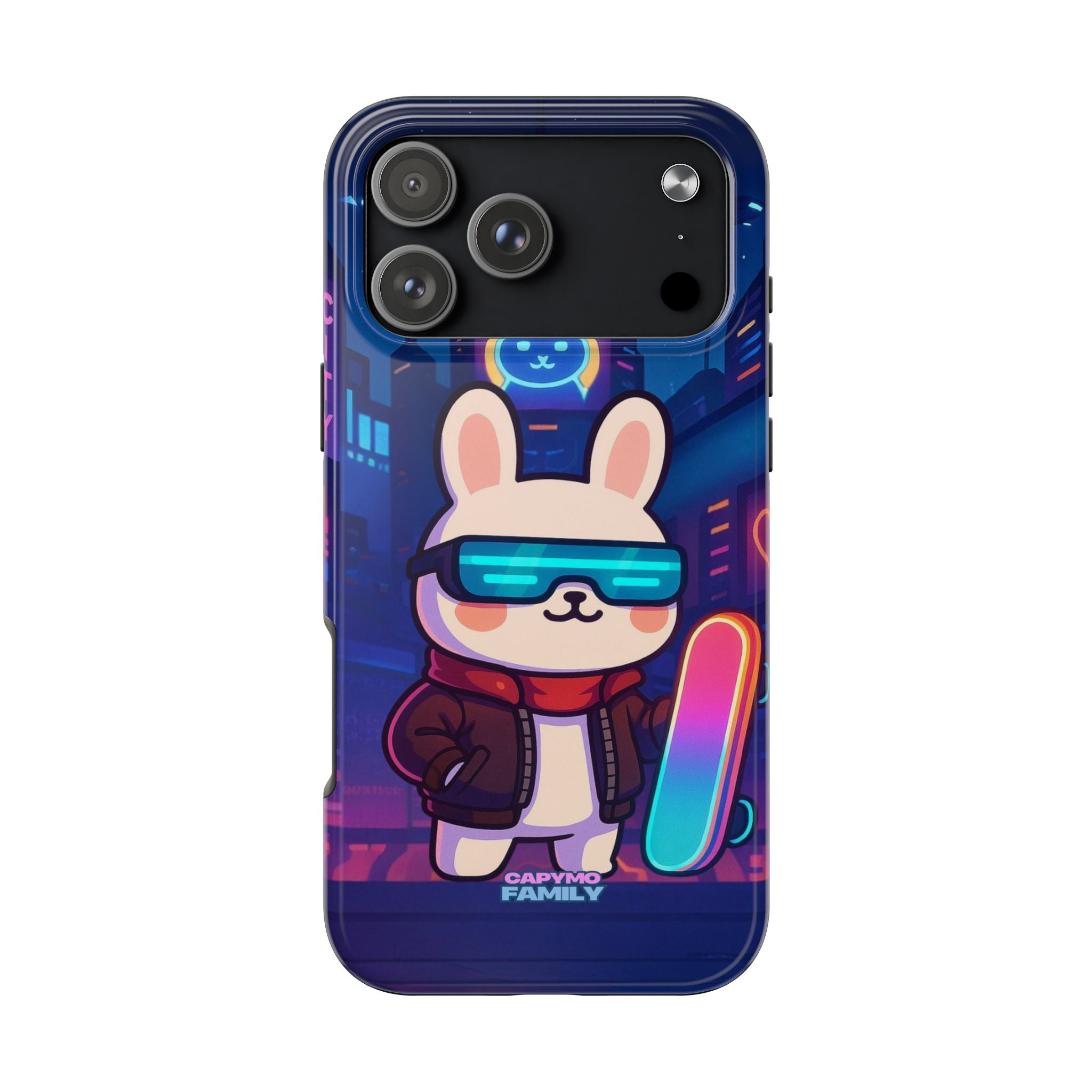Capymo Family Cute Cartoon Bunny Tough Phone Case –Cyberpunk Bunny "Toto" Phone Case
