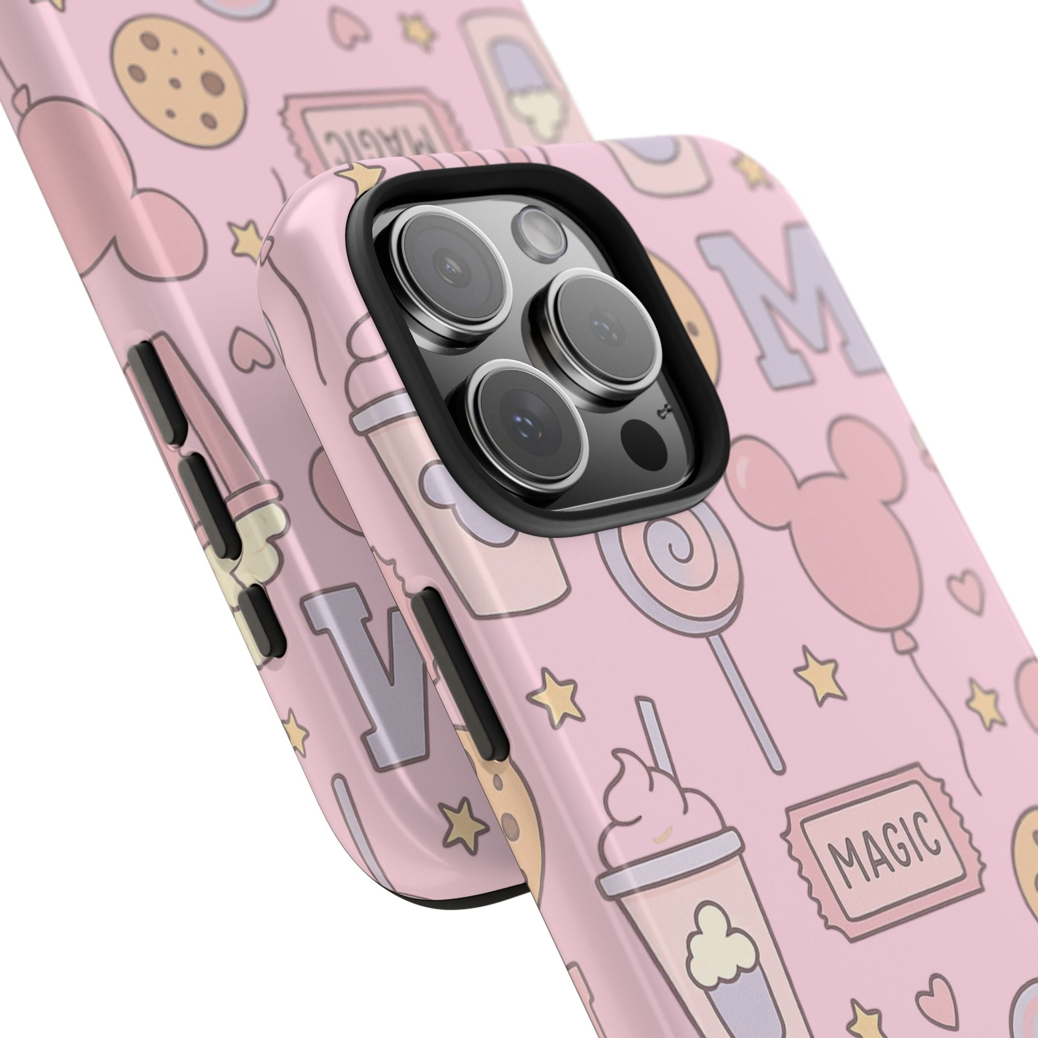 Capymo Family Kawaii Magic Snack Phone Case – Pastel Candy, Popcorn & Cookie Pattern Cover