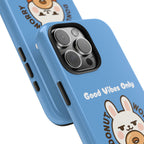 Capymo Family “Donut Worry, Be Soft” Phone Case – Cute Bunny & Donut Positive Vibes Cover