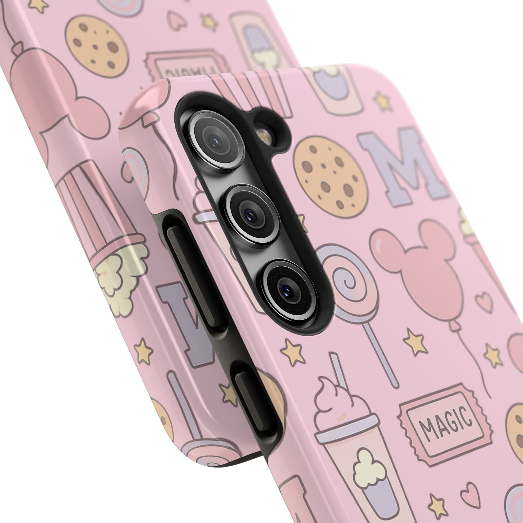 Capymo Family Kawaii Magic Snack Phone Case – Pastel Candy, Popcorn & Cookie Pattern Cover
