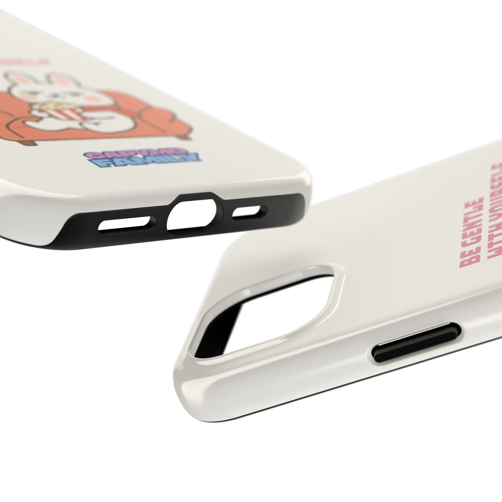 Capymo Family “Be Gentle With Yourself” Phone Case – Cozy Bunny Self-Care Quote Cover