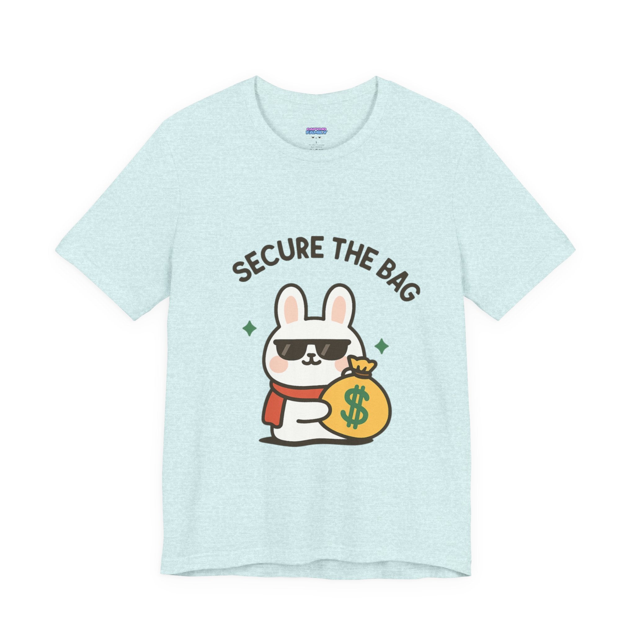 Capymo Family Kawaii Bunny Soft Cotton T-Shirt – "Secure the Bag" "Toto" The Bunny Cute Tee (Unisex)