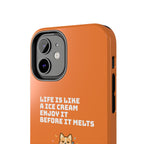 Capymo Family Ice Cream Cat Quote Phone Case – Cute Orange iPhone Cover with Motivational Saying