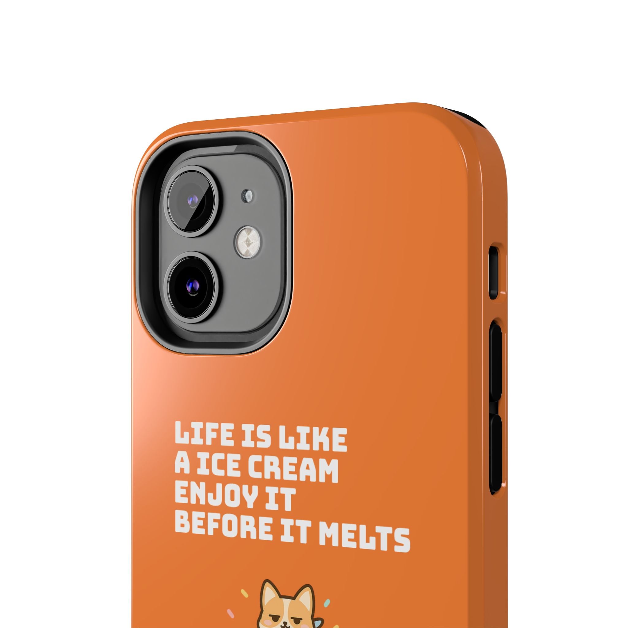 Capymo Family Ice Cream Cat Quote Phone Case – Cute Orange iPhone Cover with Motivational Saying