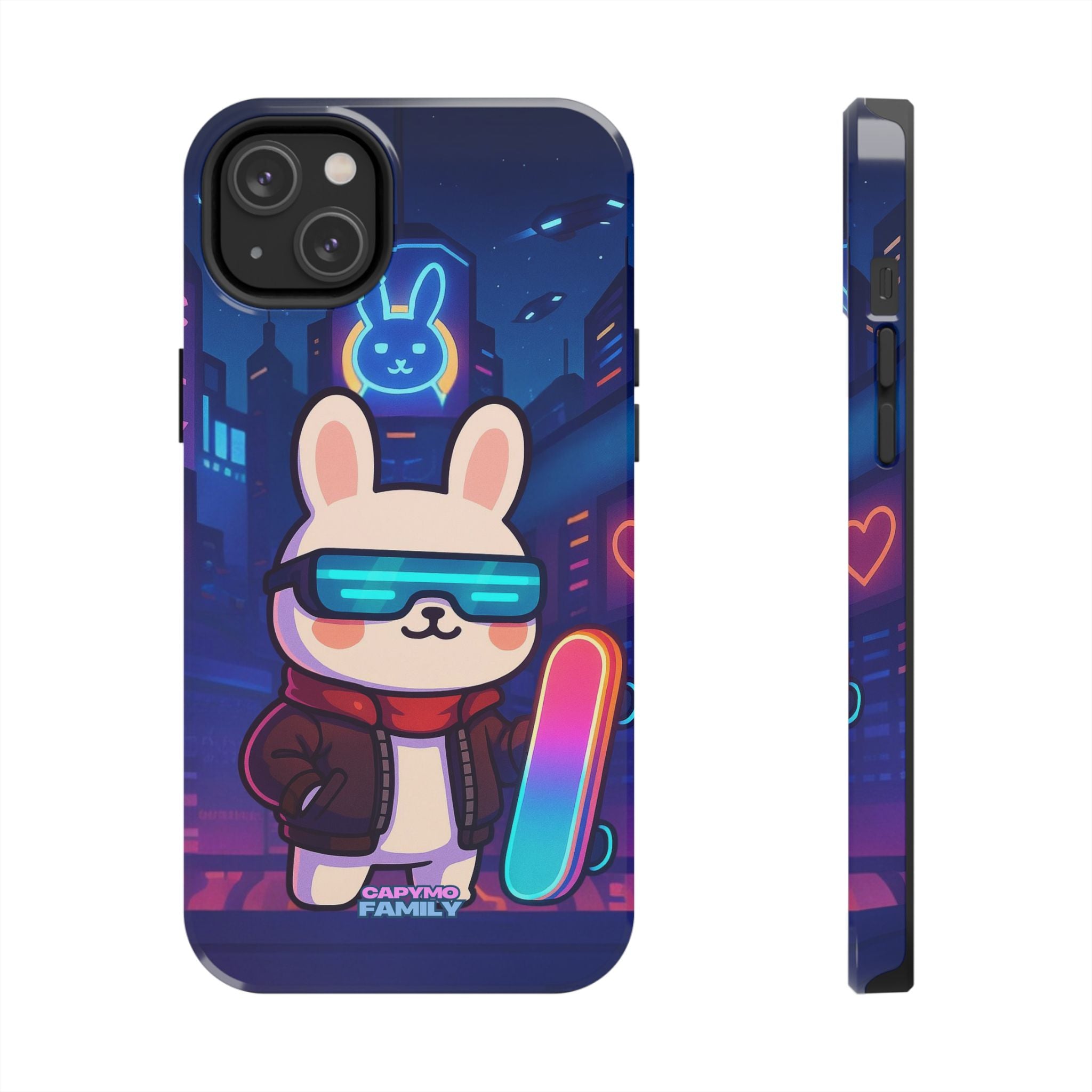 Capymo Family Cute Cartoon Bunny Tough Phone Case –Cyberpunk Bunny "Toto" Phone Case
