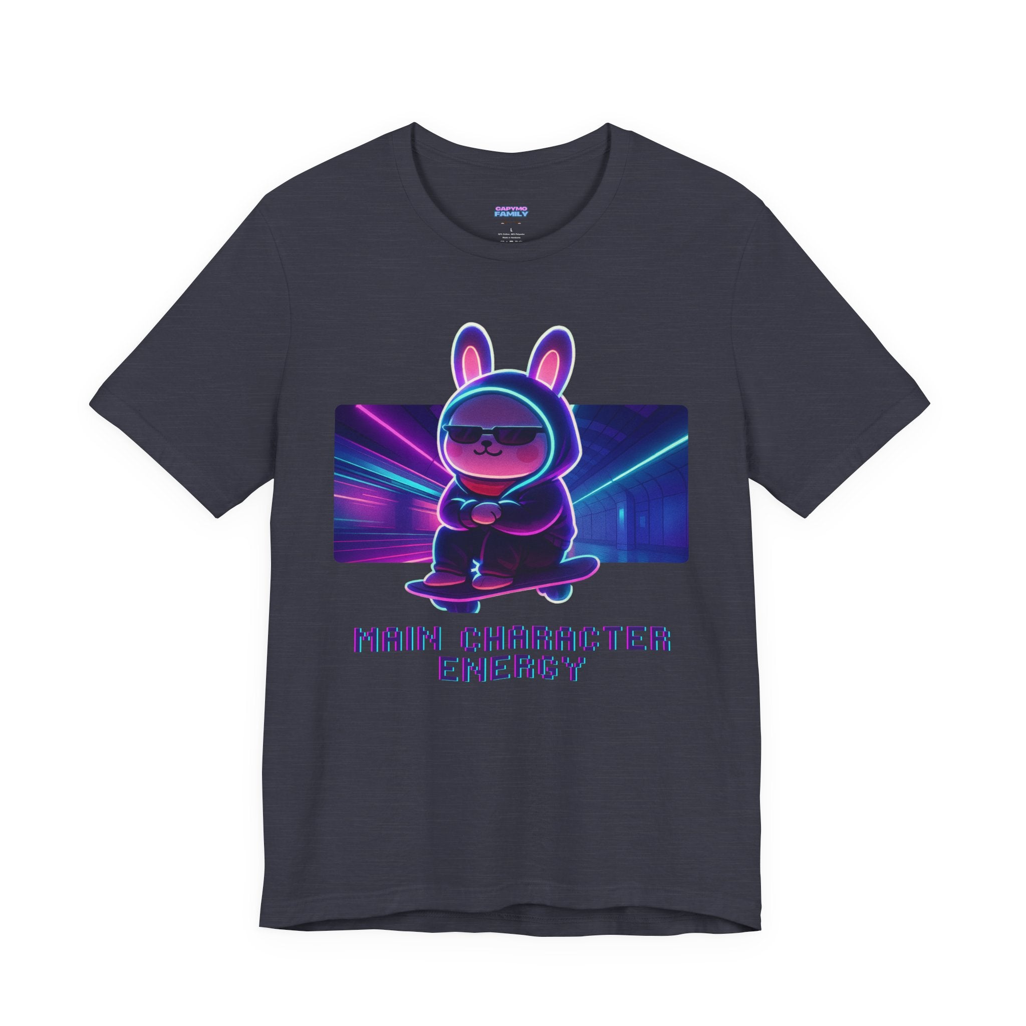 Capymo Family Kawaii Bunny Soft Cotton T-Shirt – "Main Character Energy" "Toto" The Bunny Cute Tee (Unisex)