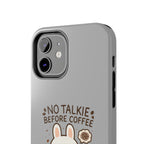 Capymo Family “No Talkie Before Coffee” Phone Case – Grumpy Bunny Morning Mood