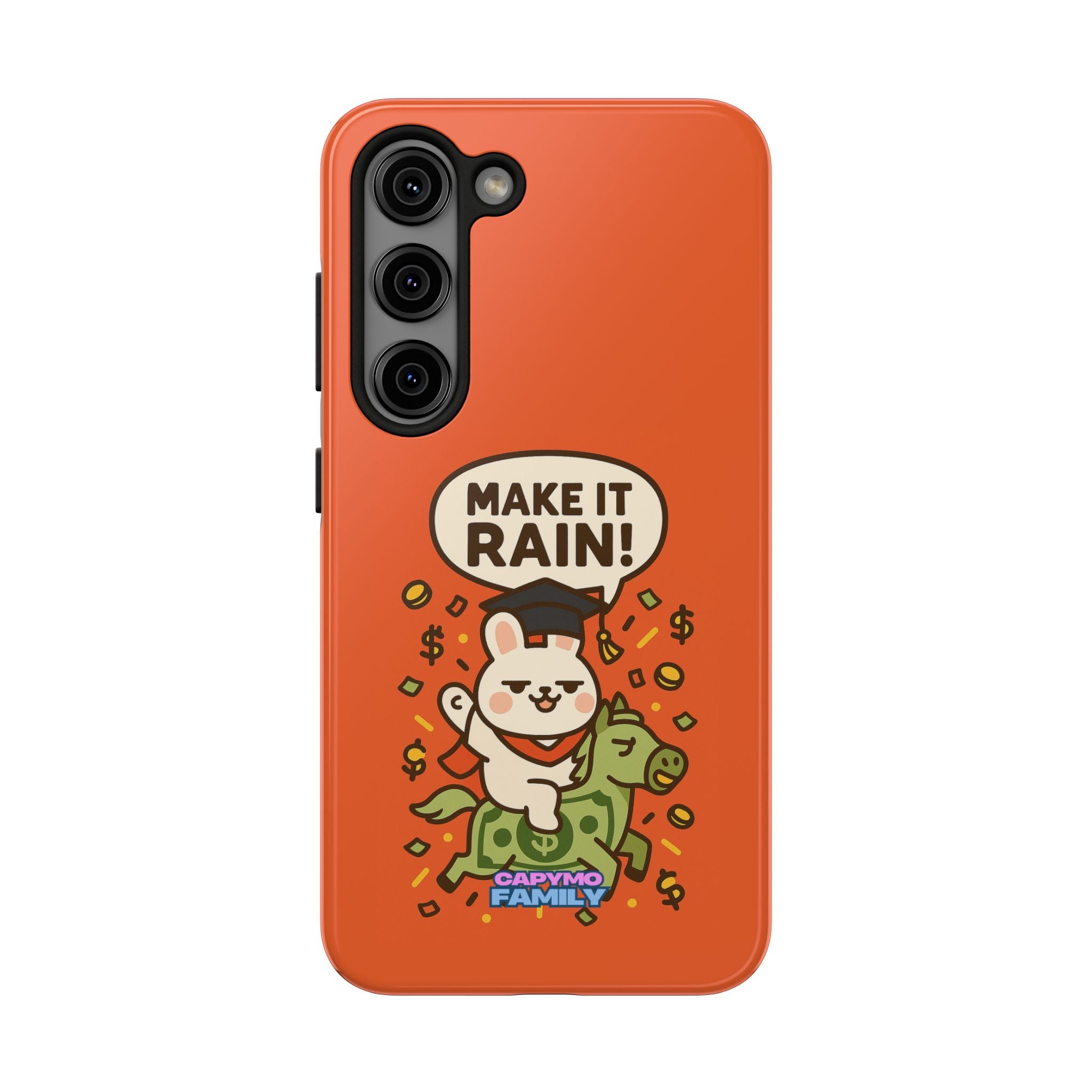 Capymo Family Playful Cute Cartoon Bunny Tough Phone Case –"Make It Rain" Bunny "Toto" Phone Case