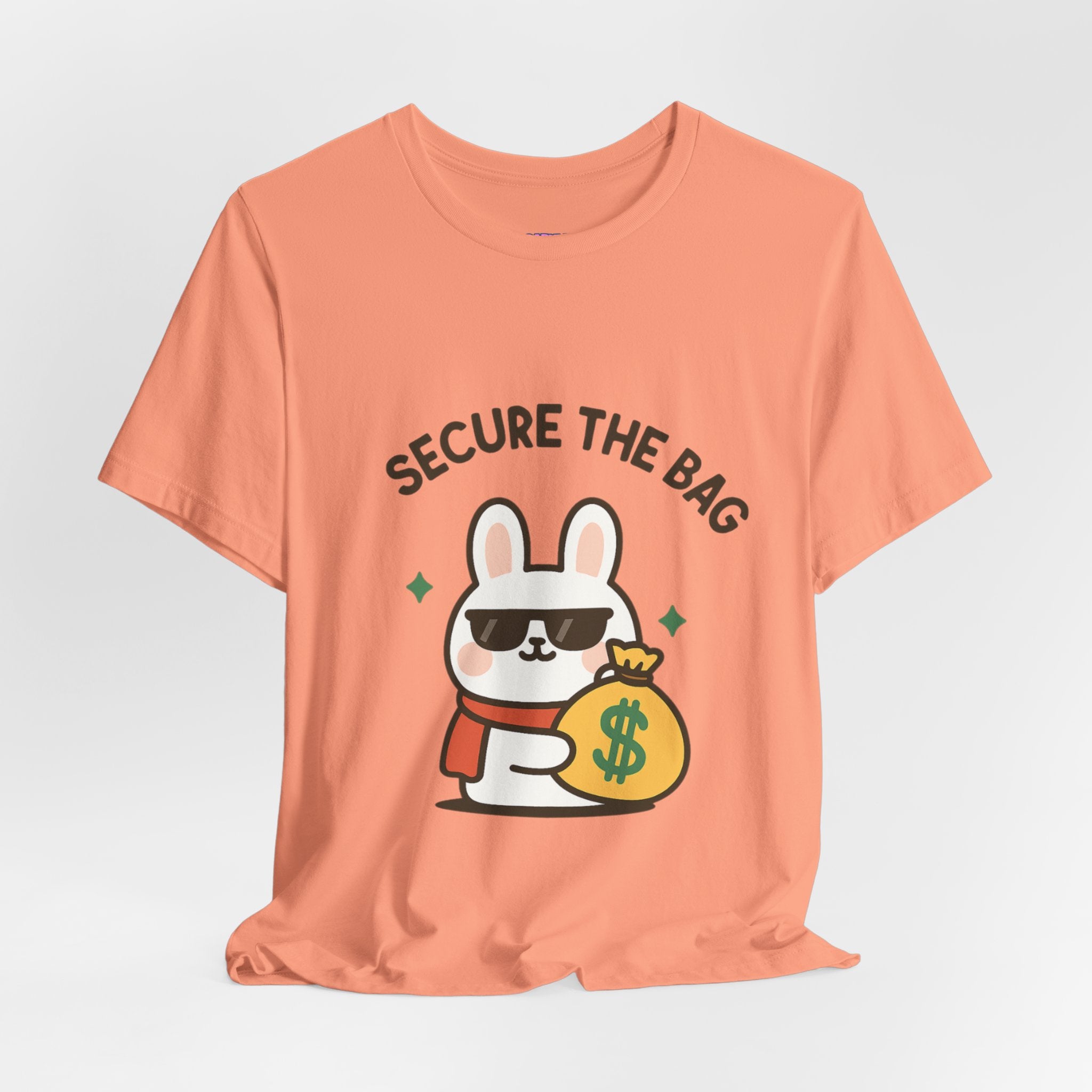 Capymo Family Kawaii Bunny Soft Cotton T-Shirt – "Secure the Bag" "Toto" The Bunny Cute Tee (Unisex)