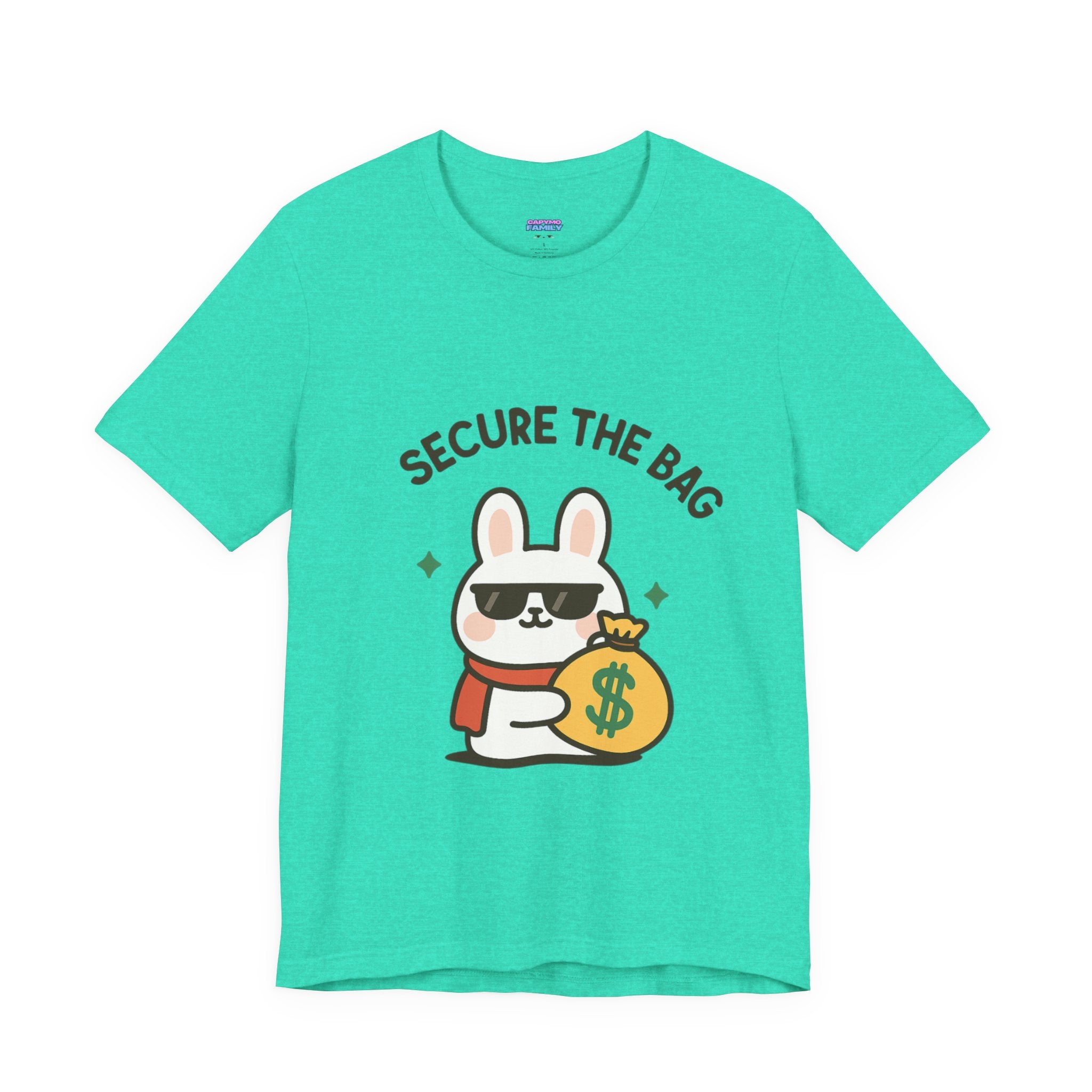 Capymo Family Kawaii Bunny Soft Cotton T-Shirt – "Secure the Bag" "Toto" The Bunny Cute Tee (Unisex)