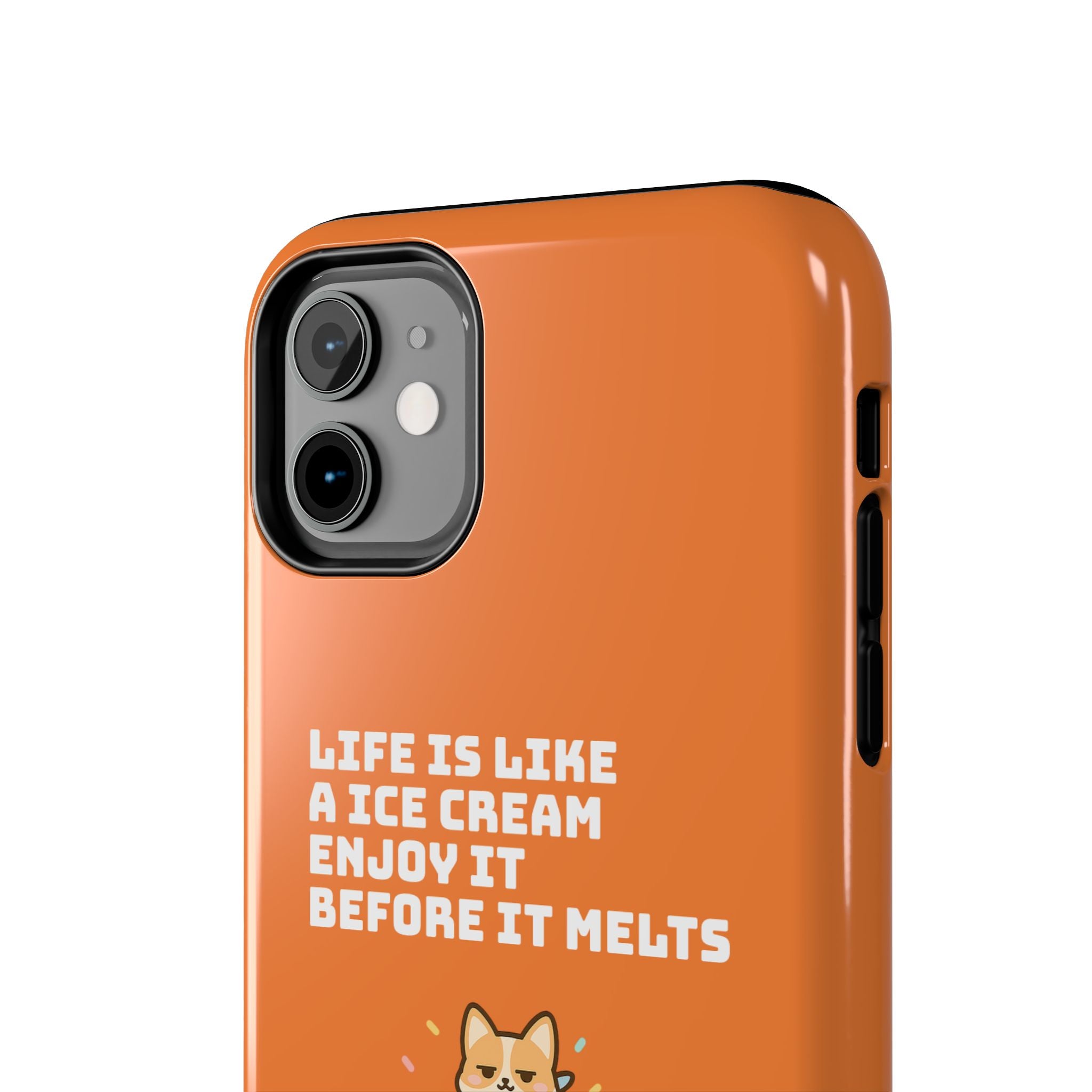 Capymo Family Ice Cream Cat Quote Phone Case – Cute Orange iPhone Cover with Motivational Saying