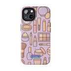 Capymo Family Kawaii Makeup Phone Case – Cute Girly iPhone Cover with Cosmetic Beauty Pattern
