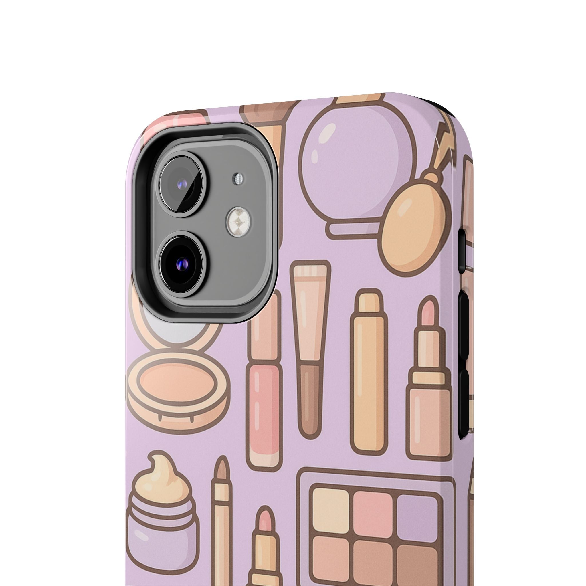 Capymo Family Kawaii Makeup Phone Case – Cute Girly iPhone Cover with Cosmetic Beauty Pattern