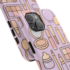 Capymo Family Kawaii Makeup Phone Case – Cute Girly iPhone Cover with Cosmetic Beauty Pattern