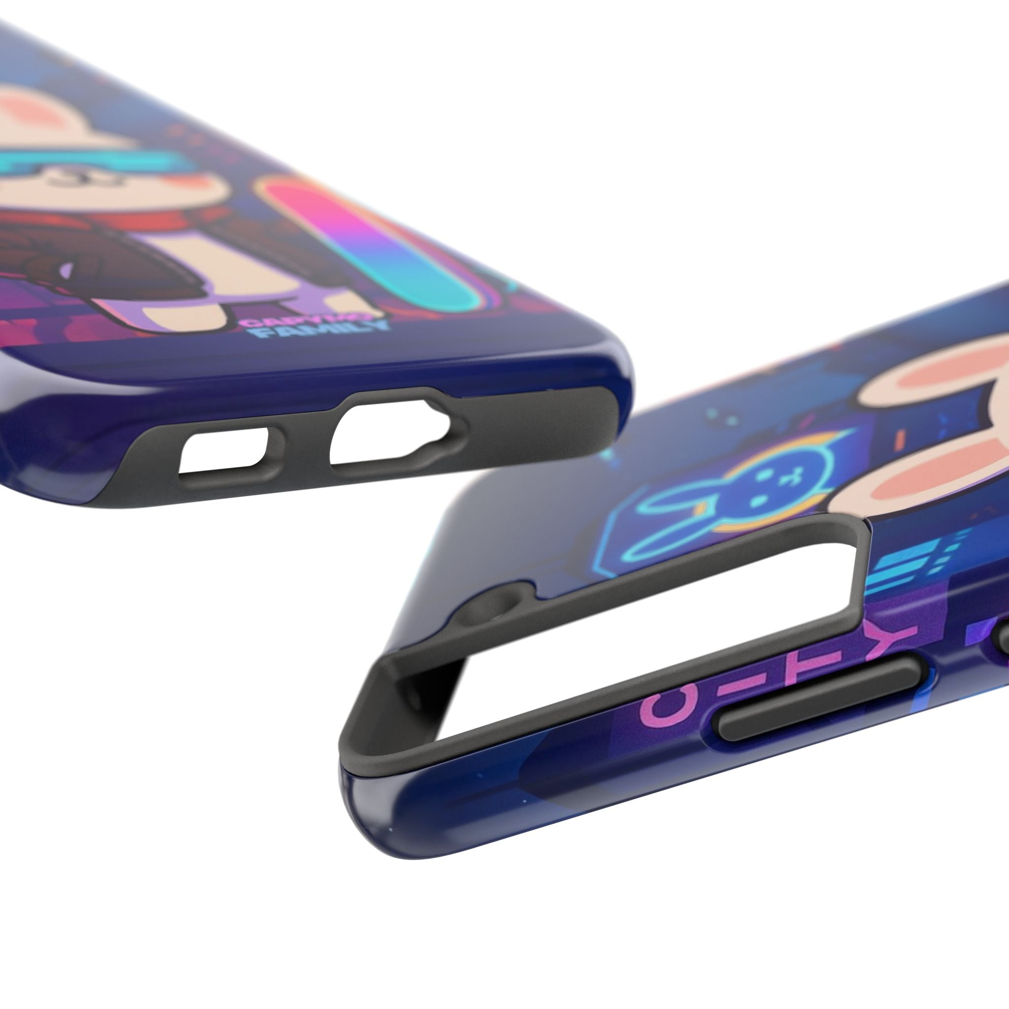 Capymo Family Cute Cartoon Bunny Tough Phone Case –Cyberpunk Bunny "Toto" Phone Case