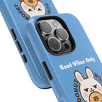 Capymo Family “Donut Worry, Be Soft” Phone Case – Cute Bunny & Donut Positive Vibes Cover