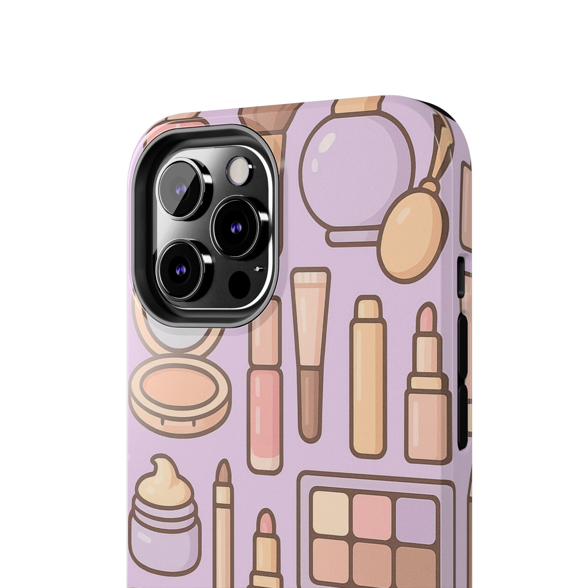 Capymo Family Kawaii Makeup Phone Case – Cute Girly iPhone Cover with Cosmetic Beauty Pattern