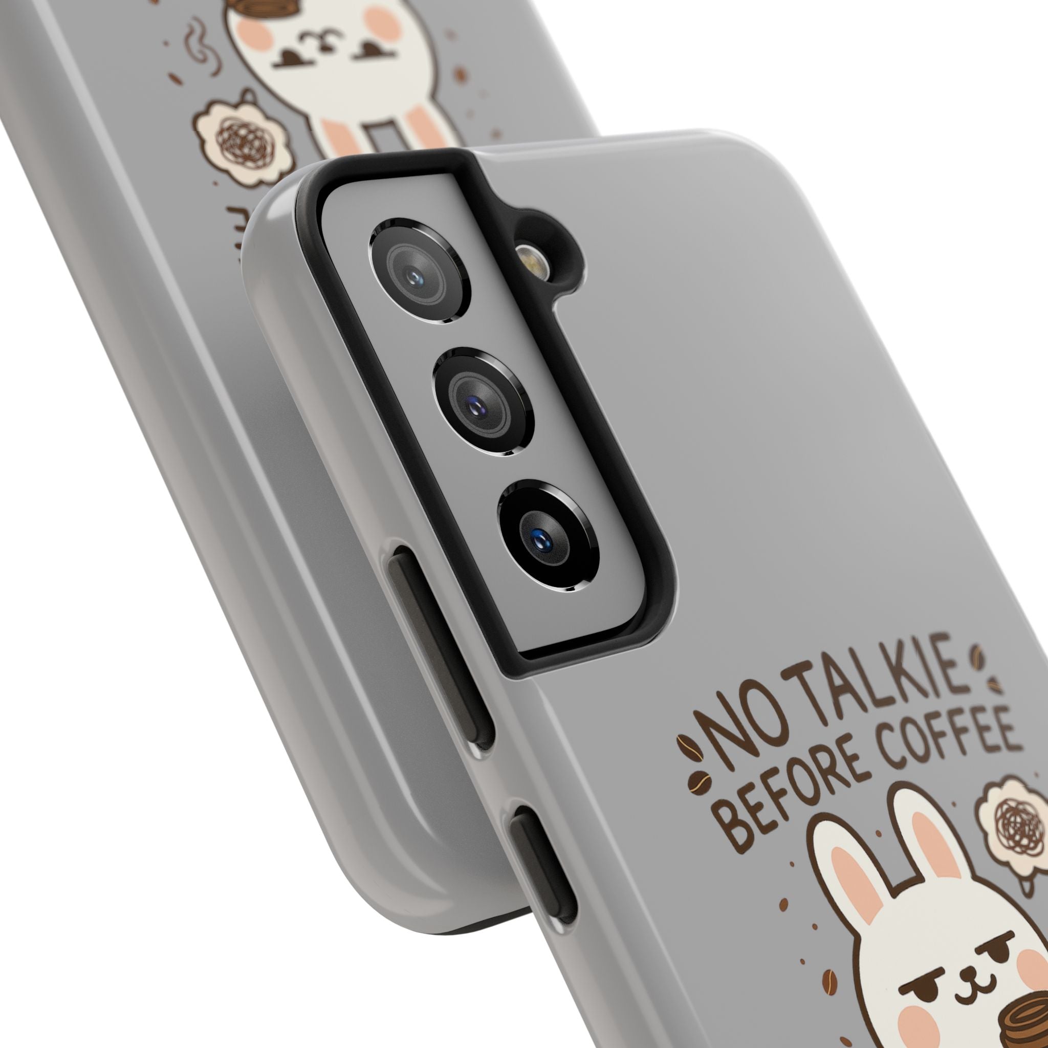Capymo Family “No Talkie Before Coffee” Phone Case – Grumpy Bunny Morning Mood