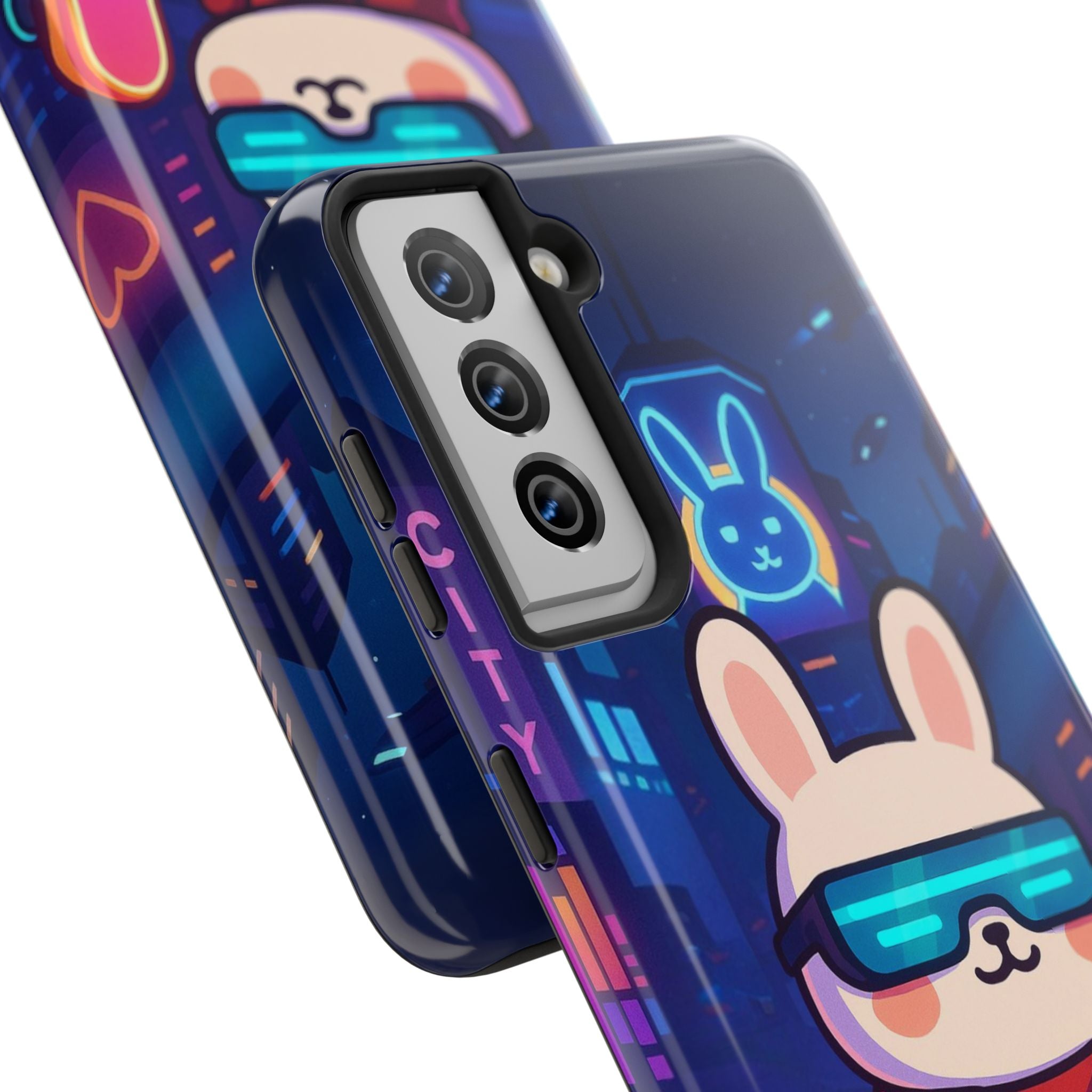 Capymo Family Cute Cartoon Bunny Tough Phone Case –Cyberpunk Bunny "Toto" Phone Case