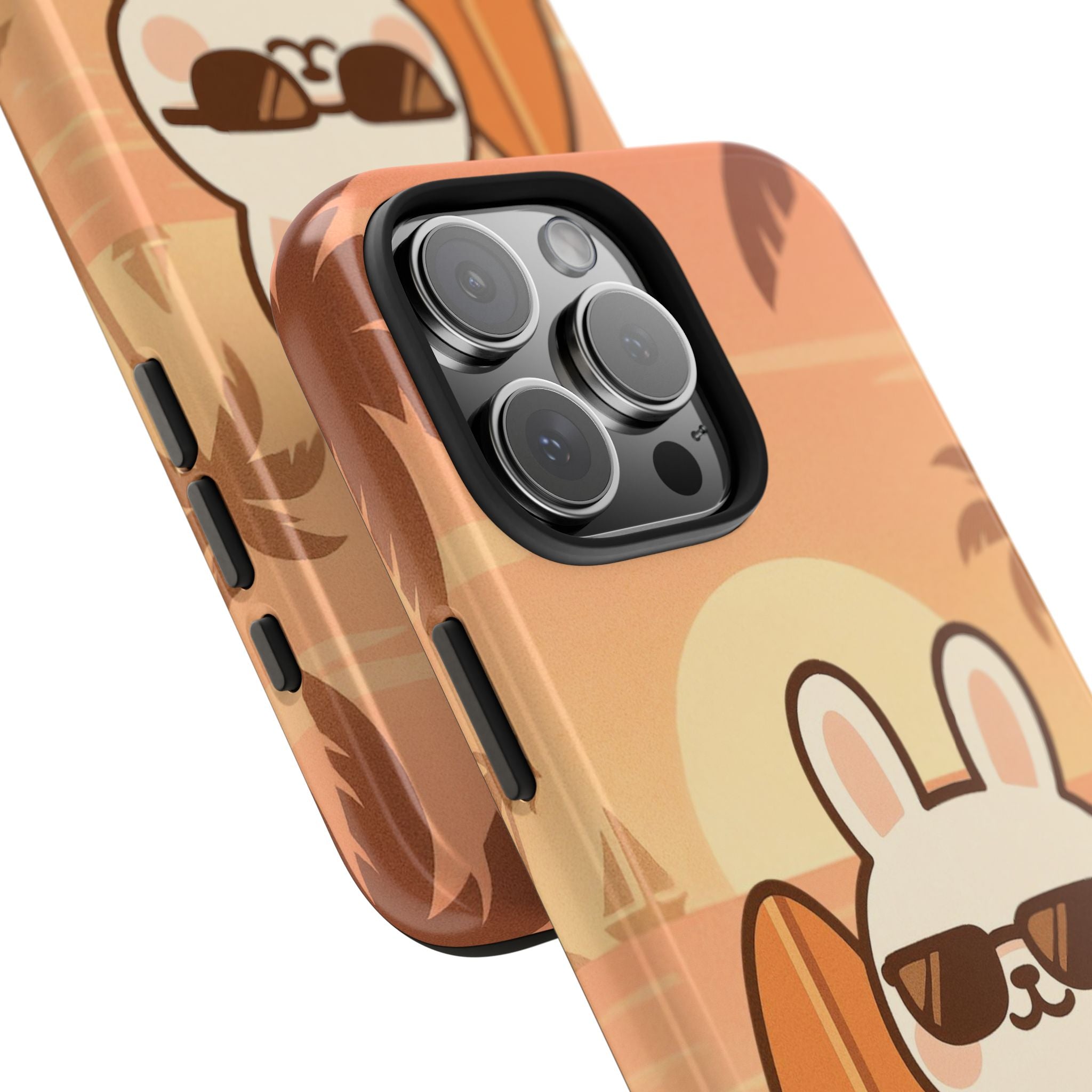 Capymo Family Sunset Surf Bunny Phone Case – Tropical Beach Skateboard Bunny "Toto" Phone Case