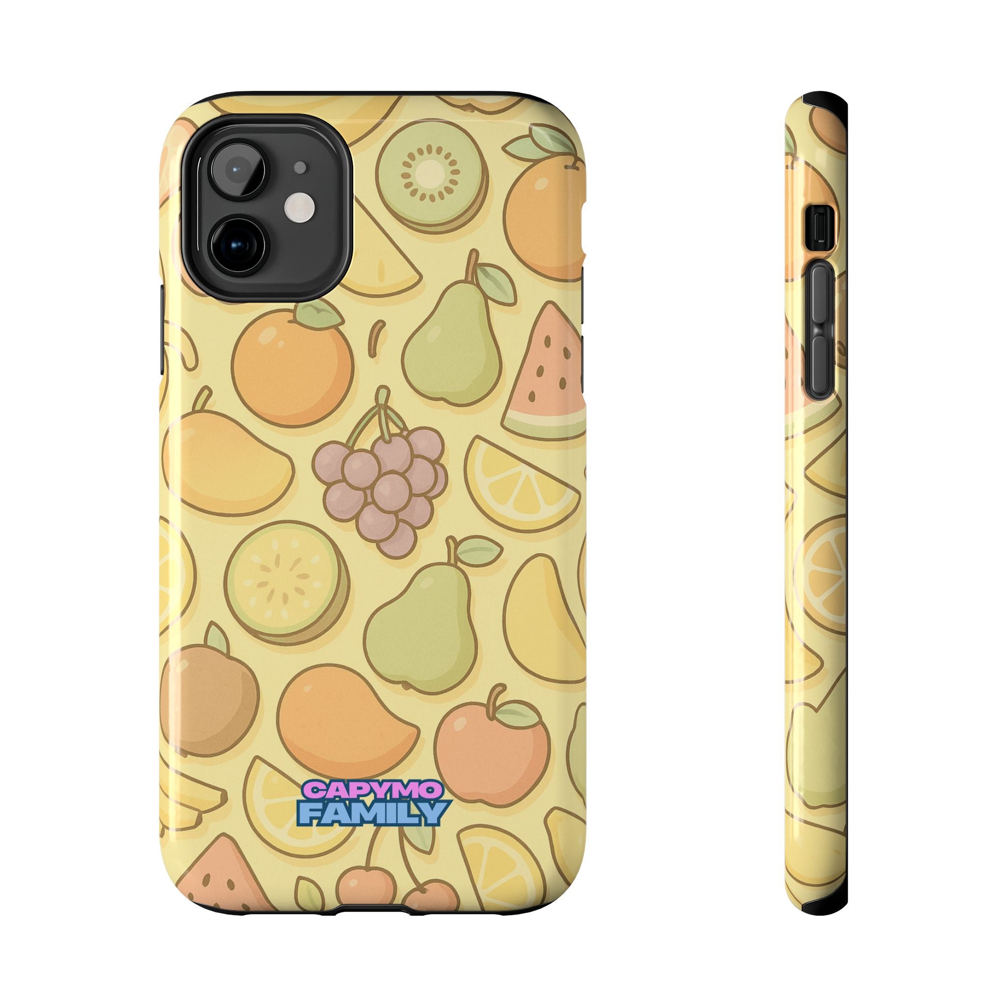 Capymo Family Kawaii Fruit Phone Case – Cute Aesthetic iPhone Cover with Citrus & Summer Vibes