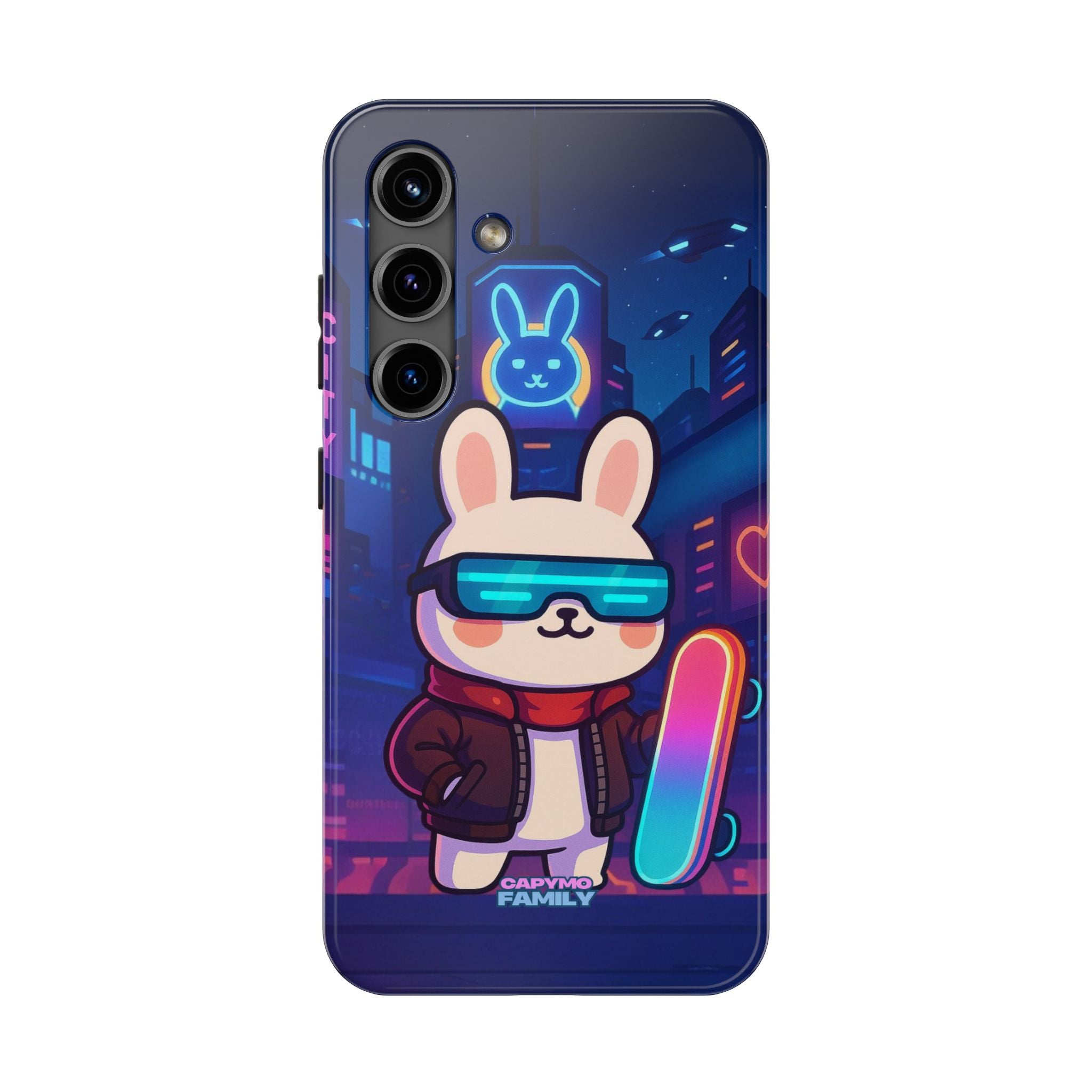 Capymo Family Cute Cartoon Bunny Tough Phone Case –Cyberpunk Bunny "Toto" Phone Case
