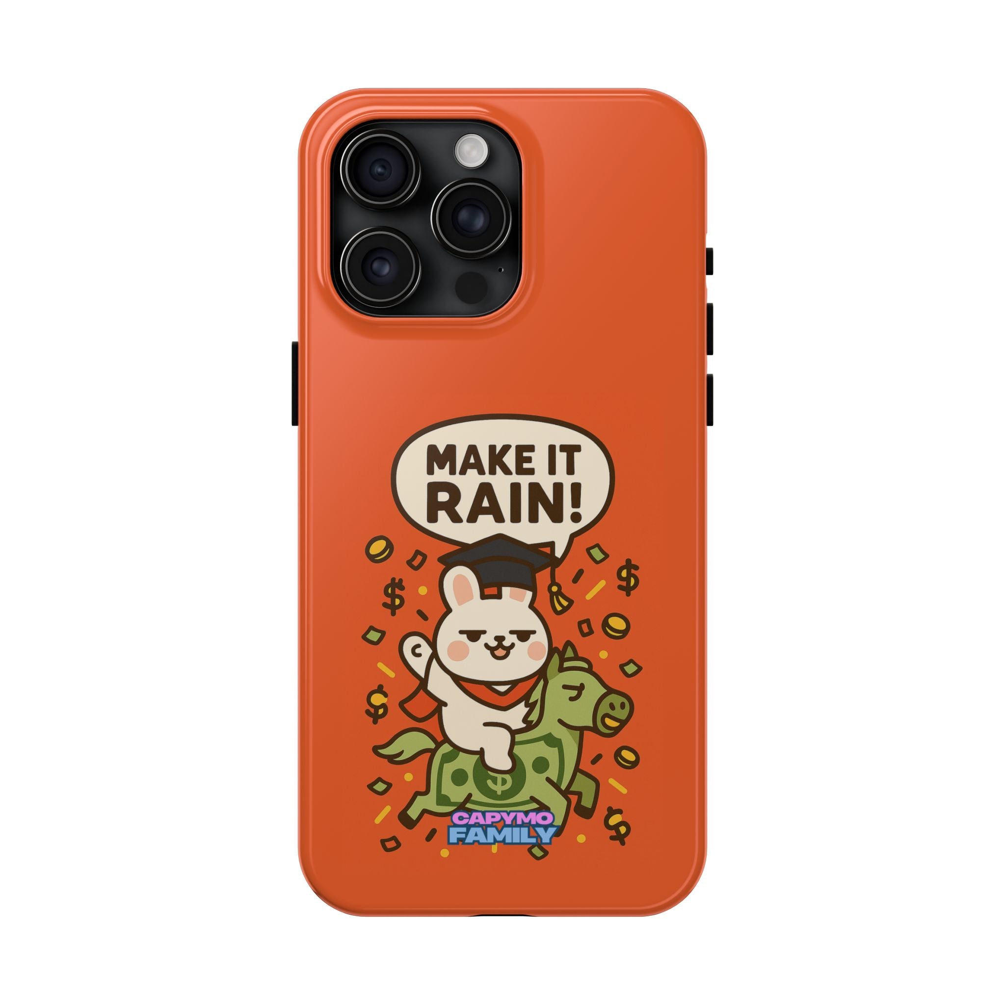 Capymo Family Playful Cute Cartoon Bunny Tough Phone Case –"Make It Rain" Bunny "Toto" Phone Case
