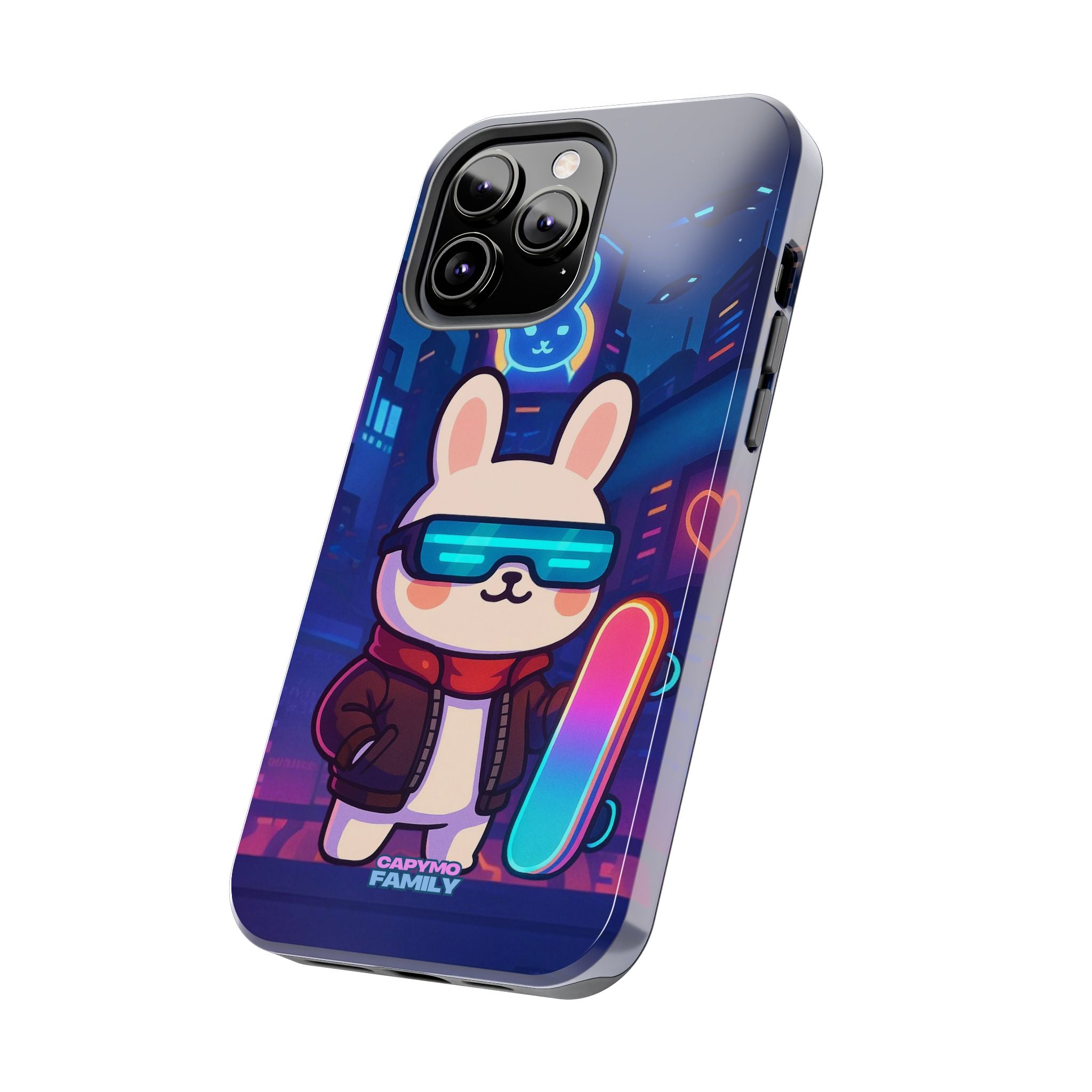 Capymo Family Cute Cartoon Bunny Tough Phone Case –Cyberpunk Bunny "Toto" Phone Case
