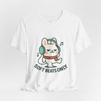 Capymo Family Cute Bunny Music Unisex Tee, Soft Beats Only, Gift for Music Lovers, Relaxed Fit T-Shirt, Animal Lover Apparel, Casual Wear