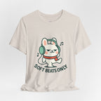 Capymo Family Cute Bunny Music Unisex Tee, Soft Beats Only, Gift for Music Lovers, Relaxed Fit T-Shirt, Animal Lover Apparel, Casual Wear