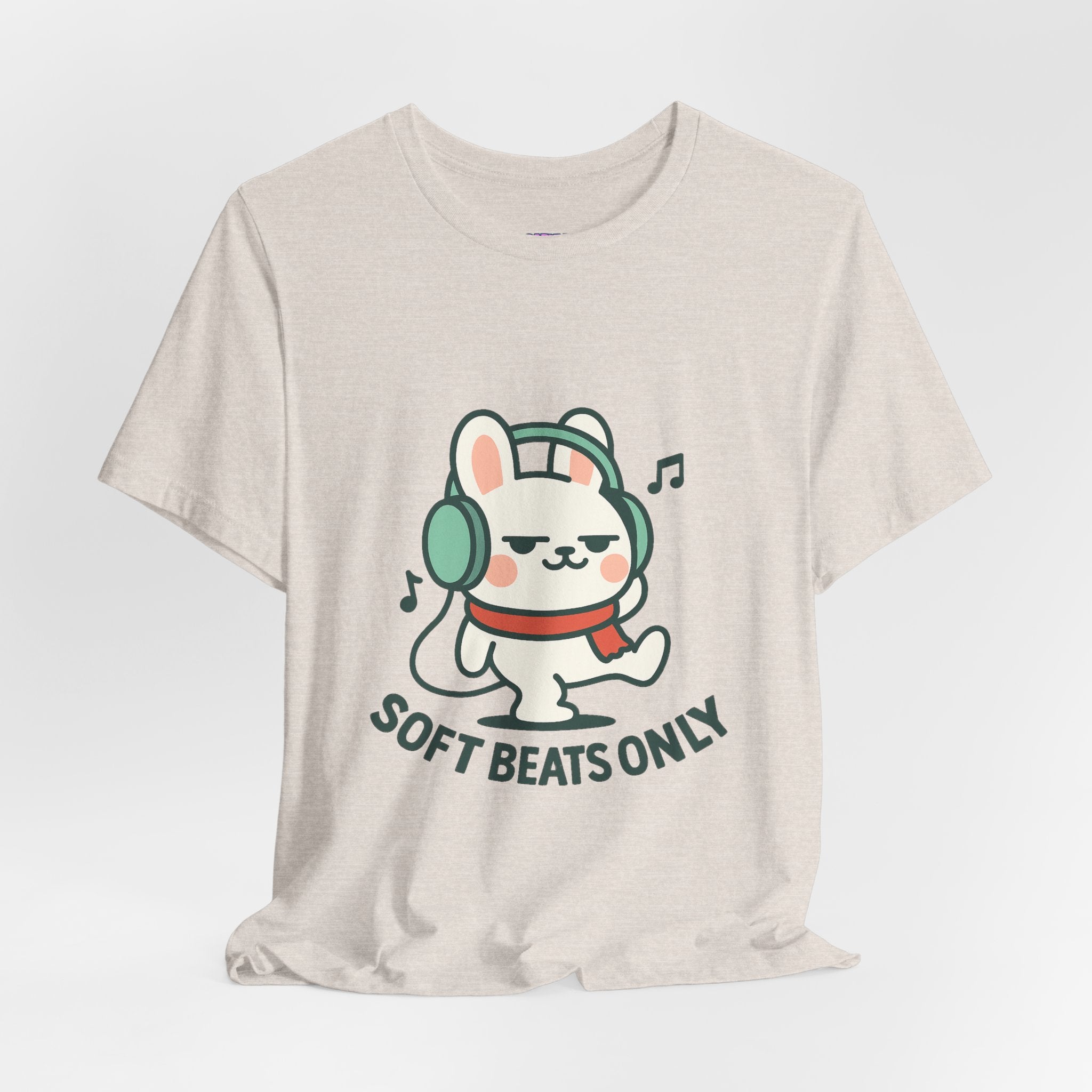 Capymo Family Cute Bunny Music Unisex Tee, Soft Beats Only, Gift for Music Lovers, Relaxed Fit T-Shirt, Animal Lover Apparel, Casual Wear