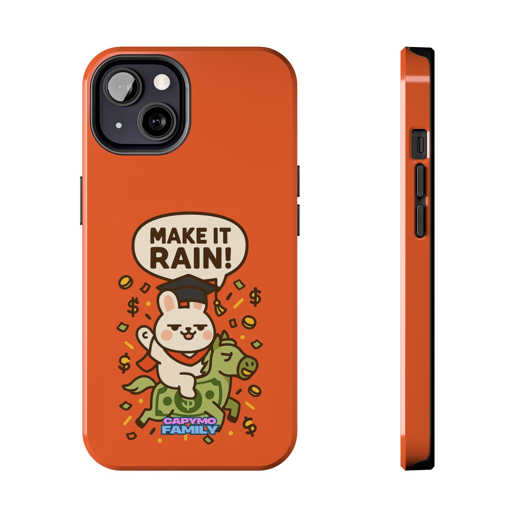 Capymo Family Playful Cute Cartoon Bunny Tough Phone Case –"Make It Rain" Bunny "Toto" Phone Case