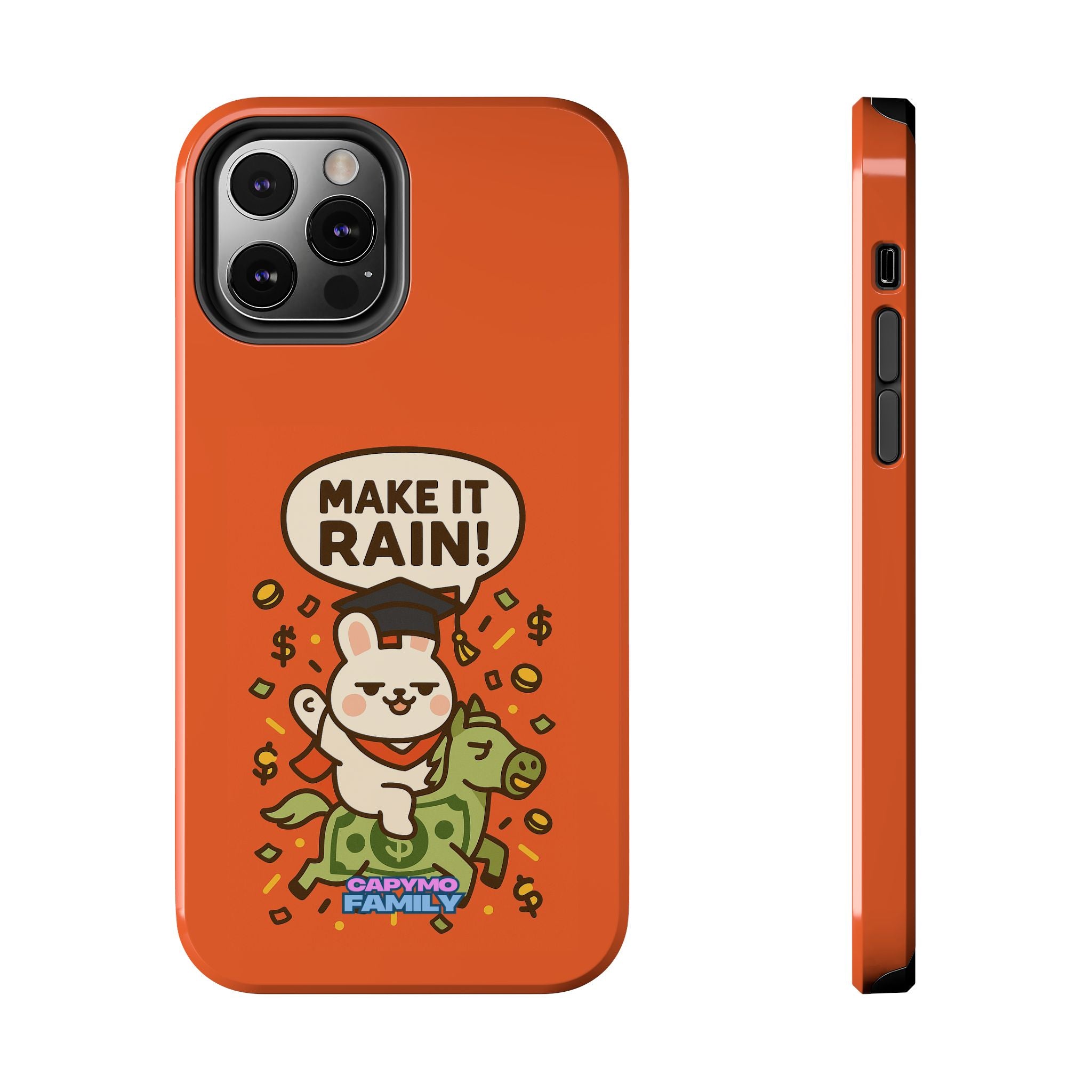 Capymo Family Playful Cute Cartoon Bunny Tough Phone Case –"Make It Rain" Bunny "Toto" Phone Case