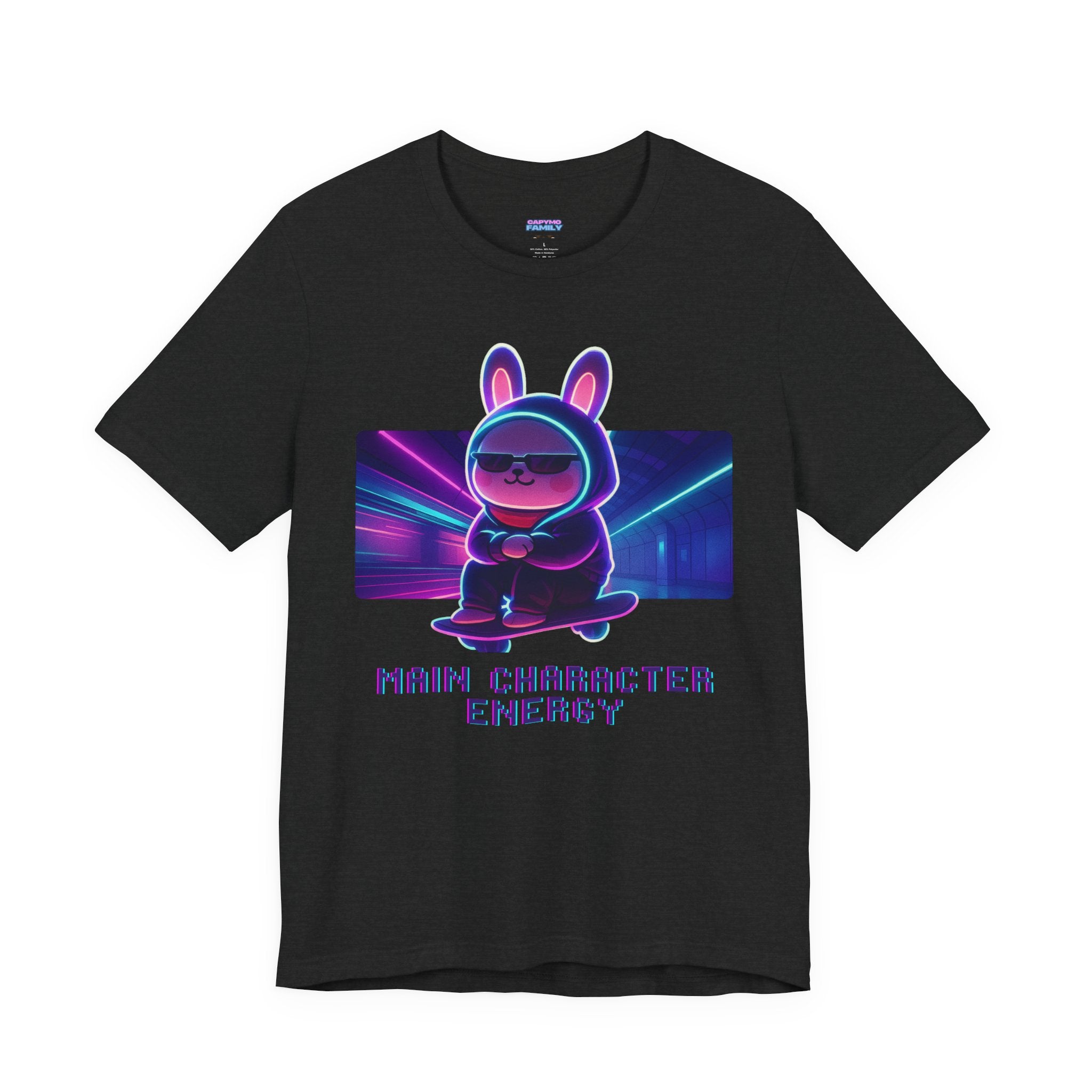 Capymo Family Kawaii Bunny Soft Cotton T-Shirt – "Main Character Energy" "Toto" The Bunny Cute Tee (Unisex)