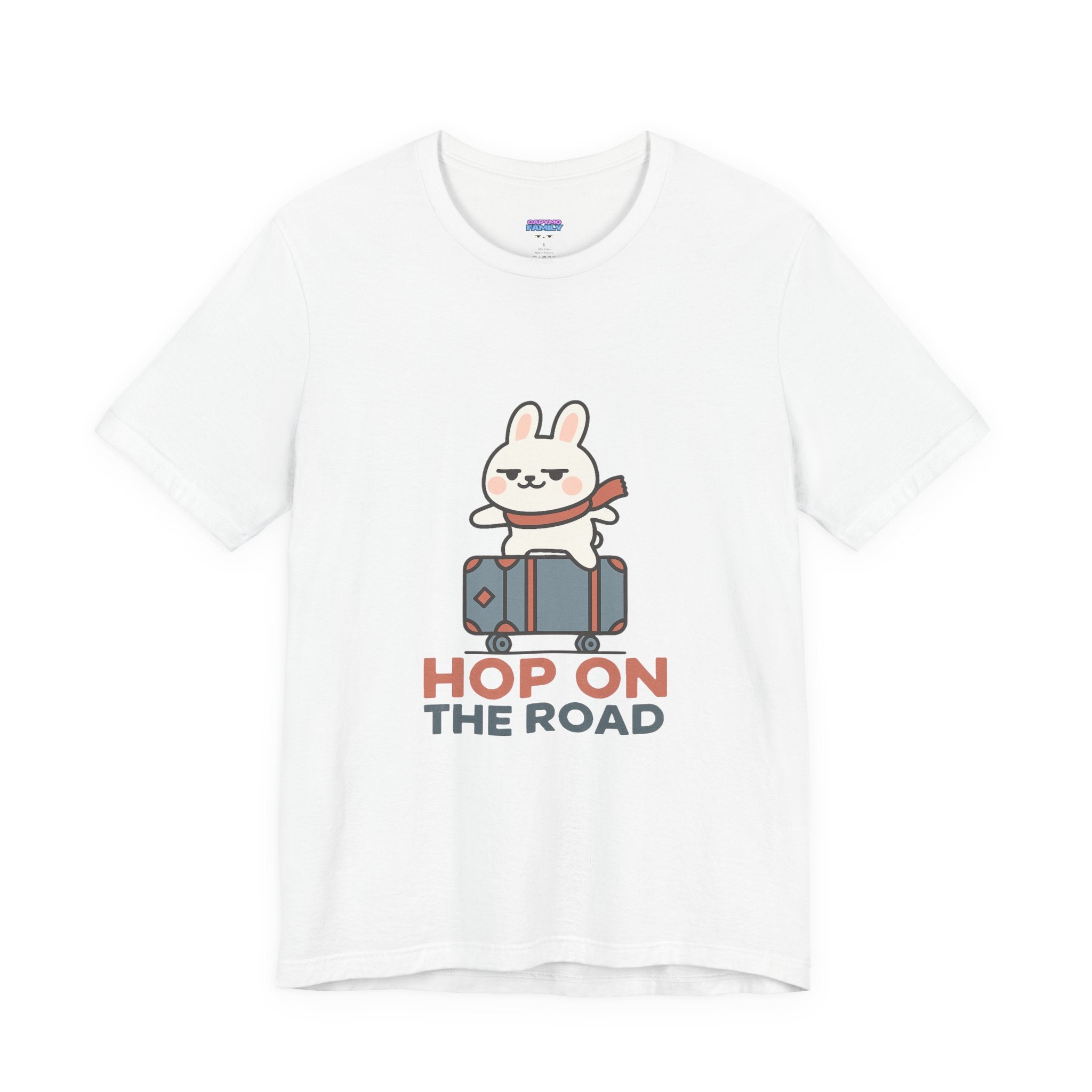 Capymo Family Adventurous Bunny Graphic Tee | Family Travel Shirt, Cute Animal T-Shirt, Fun Summer Outfit, Gift for Travelers, Vacation Wear