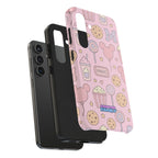 Capymo Family Kawaii Magic Snack Phone Case – Pastel Candy, Popcorn & Cookie Pattern Cover