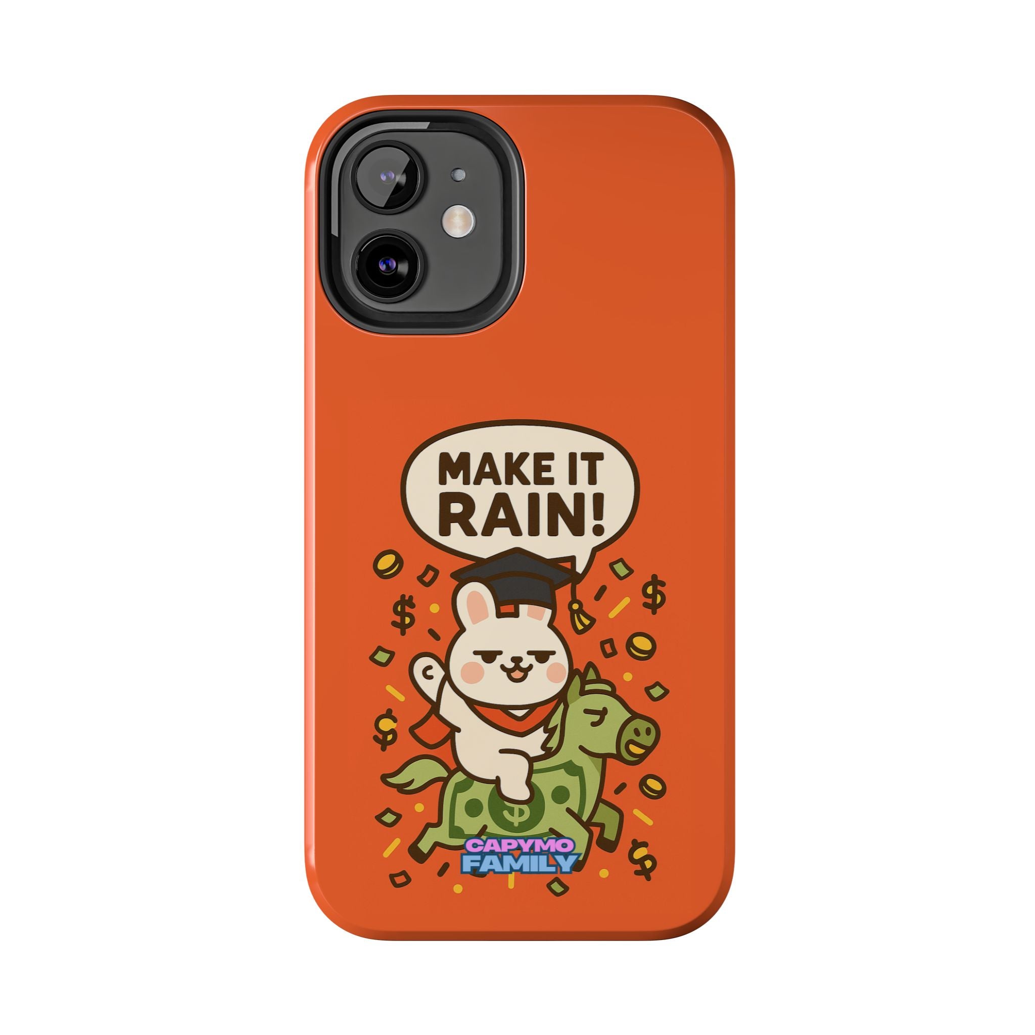 Capymo Family Playful Cute Cartoon Bunny Tough Phone Case –"Make It Rain" Bunny "Toto" Phone Case