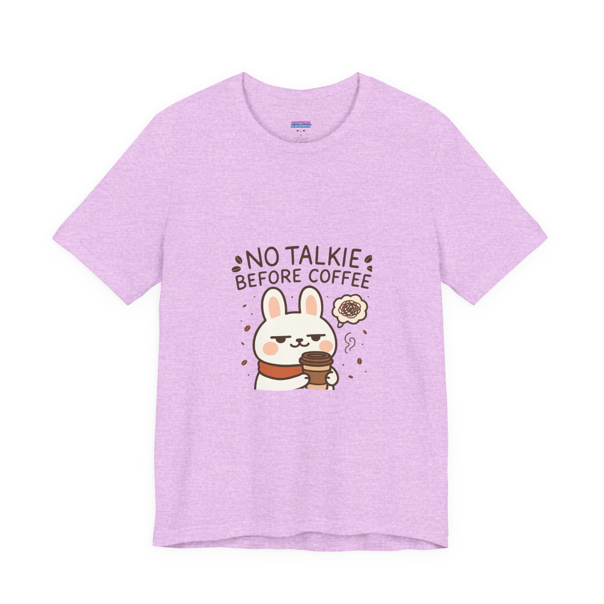 Capymo Family Kawaii Bunny Soft Cotton T-Shirt – "No Talkie Before Coffee" "Toto" The Bunny Cute Tee (Unisex)