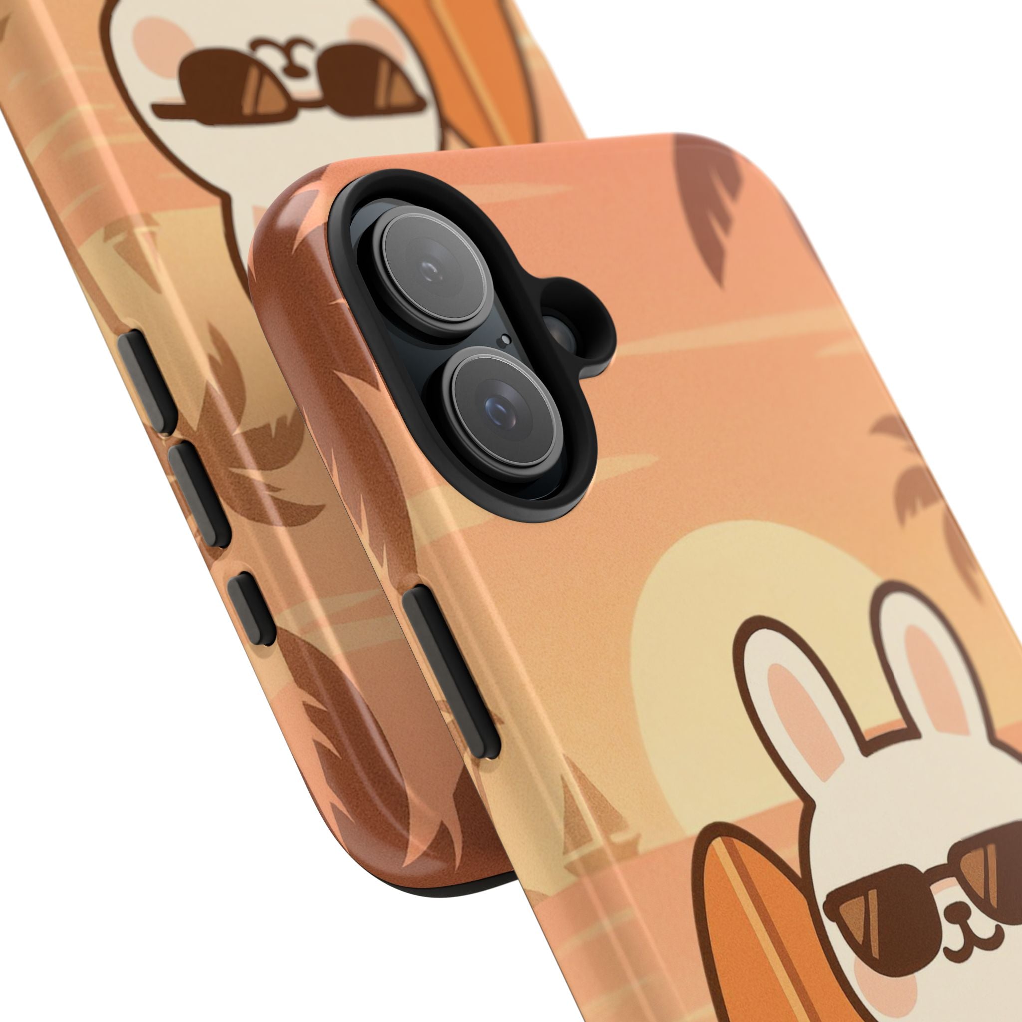 Capymo Family Sunset Surf Bunny Phone Case – Tropical Beach Skateboard Bunny "Toto" Phone Case