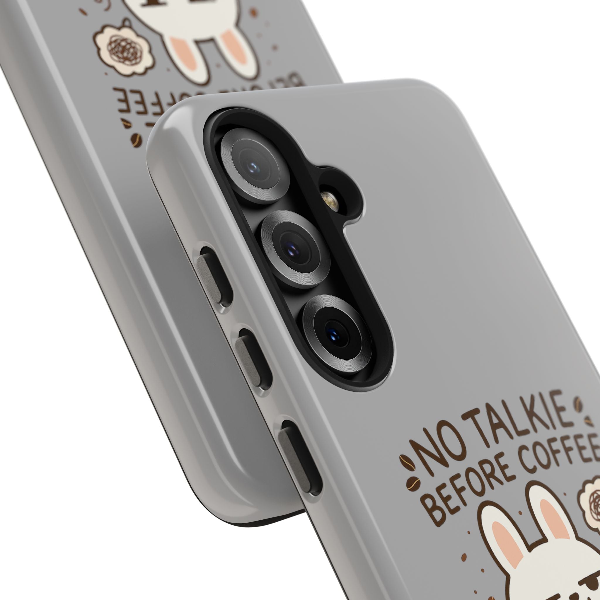 Capymo Family “No Talkie Before Coffee” Phone Case – Grumpy Bunny Morning Mood