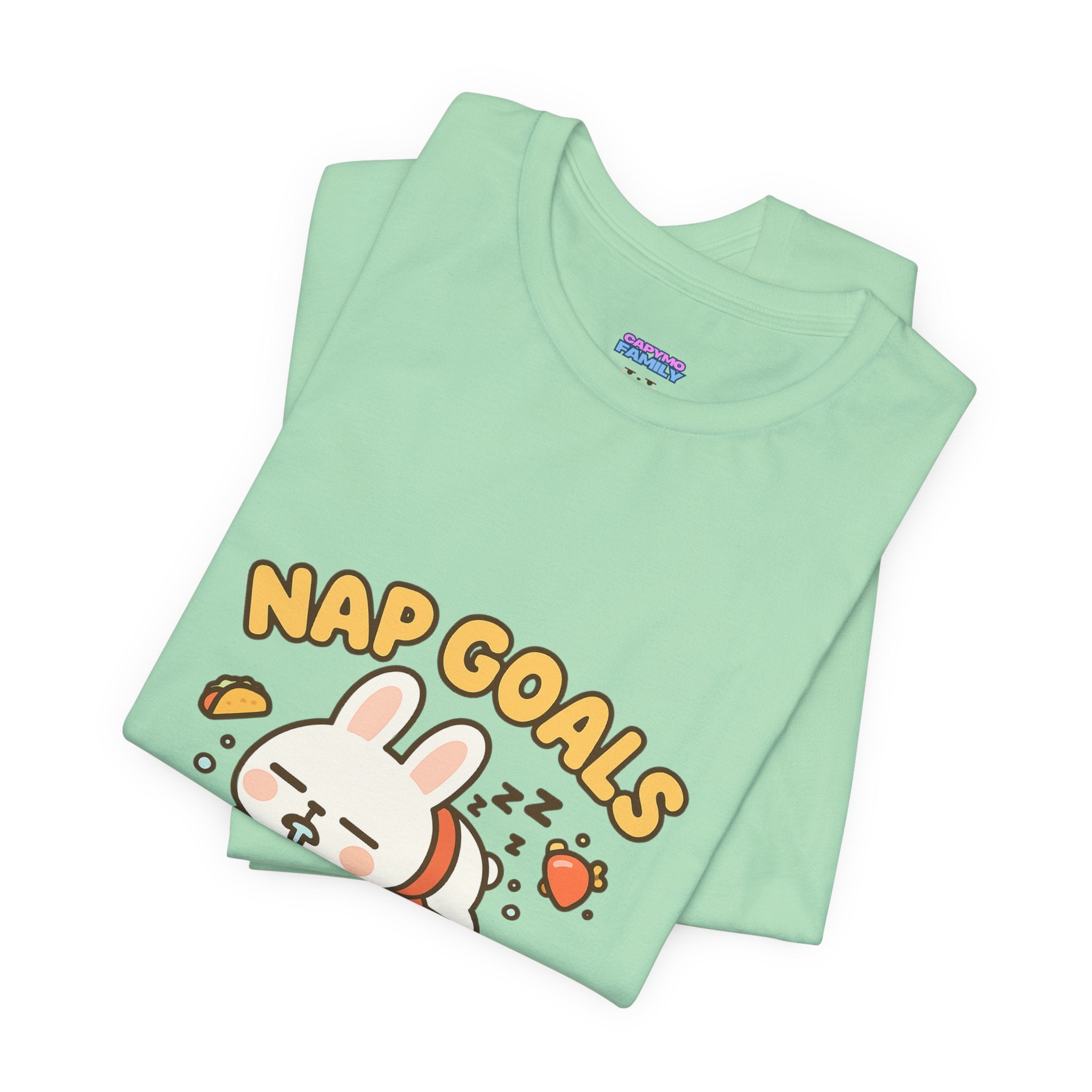 Capymo Family Kawaii Bunny Soft Cotton T-Shirt – "Nap Goals" "Toto" The Bunny Cute Tee (Unisex)