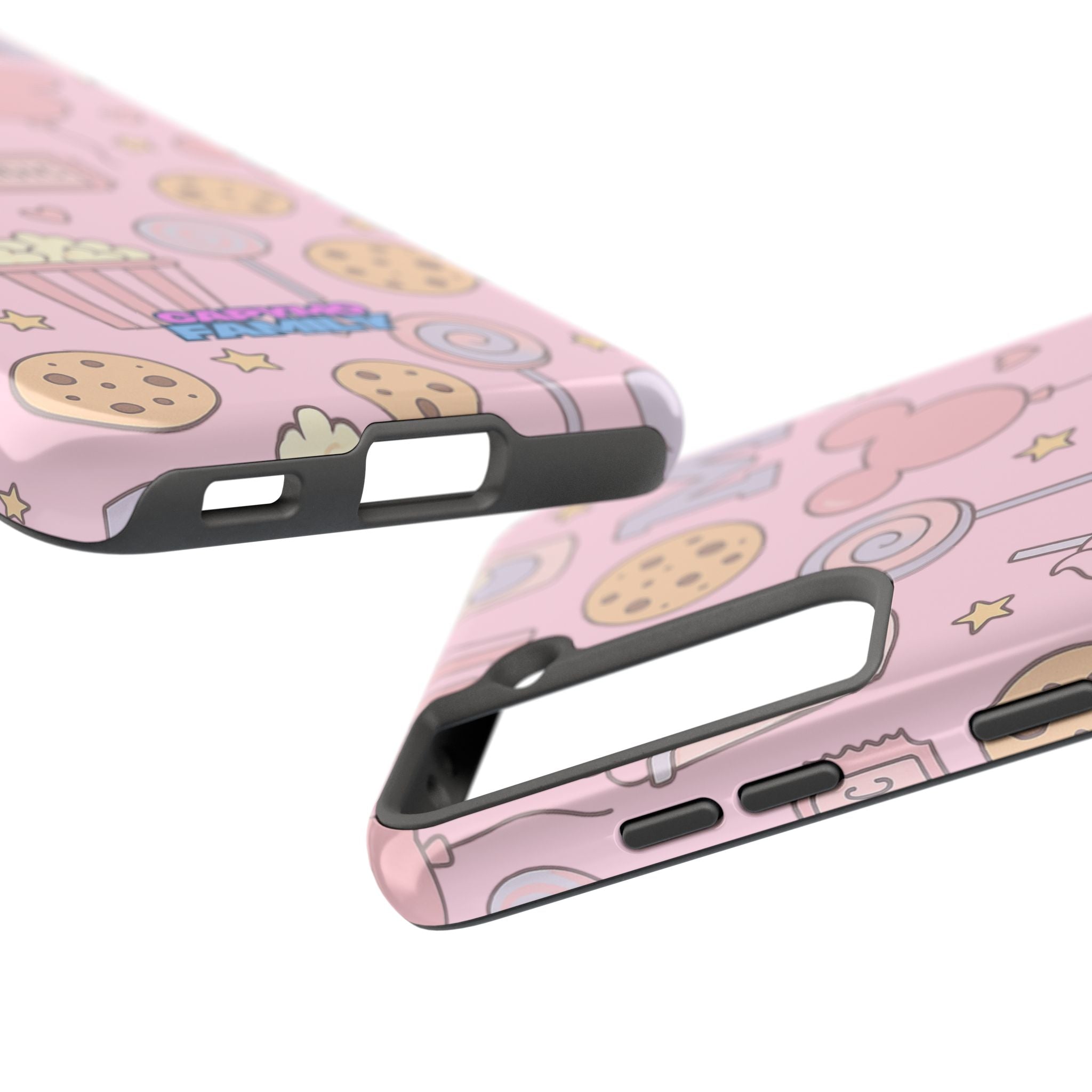 Capymo Family Kawaii Magic Snack Phone Case – Pastel Candy, Popcorn & Cookie Pattern Cover