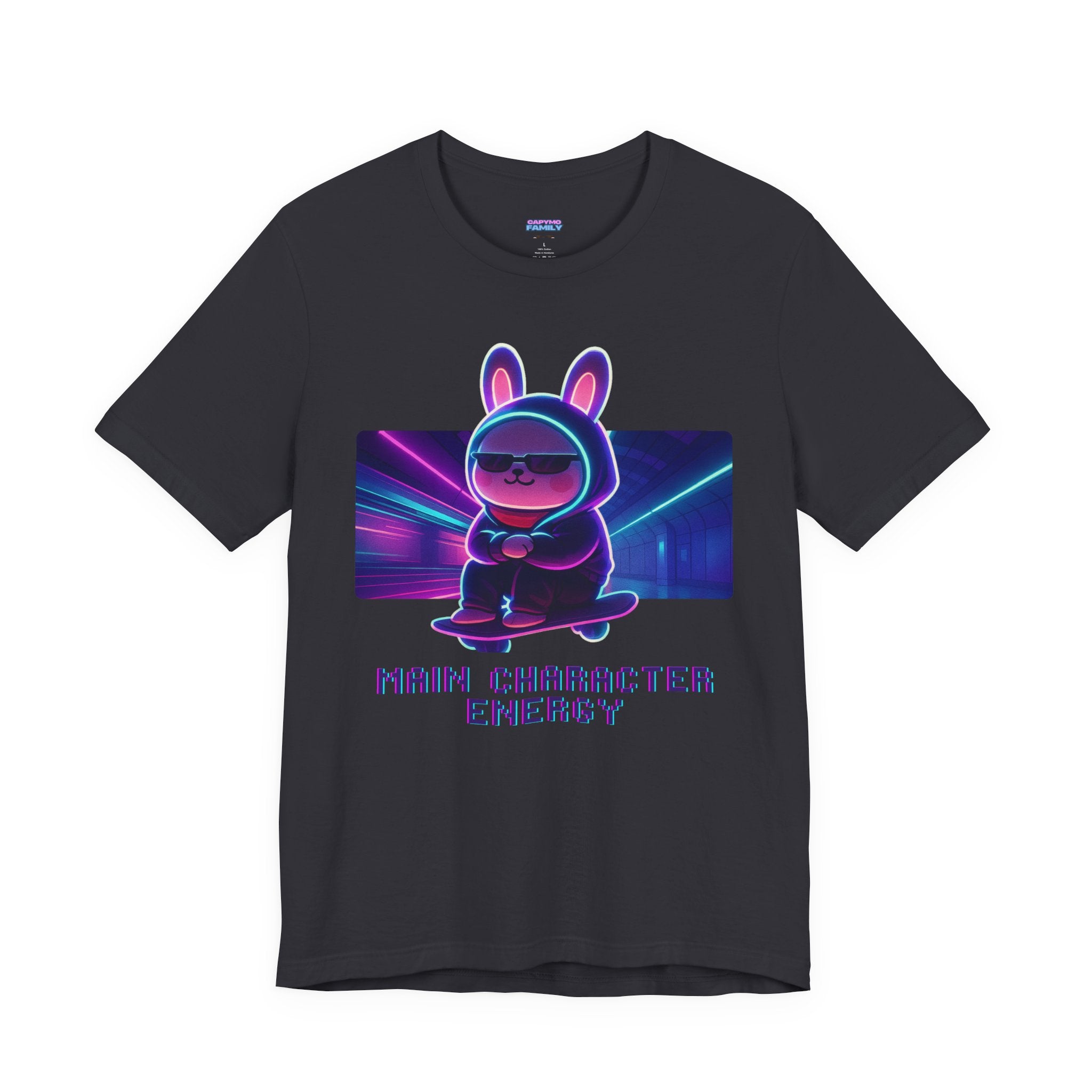 Capymo Family Kawaii Bunny Soft Cotton T-Shirt – "Main Character Energy" "Toto" The Bunny Cute Tee (Unisex)