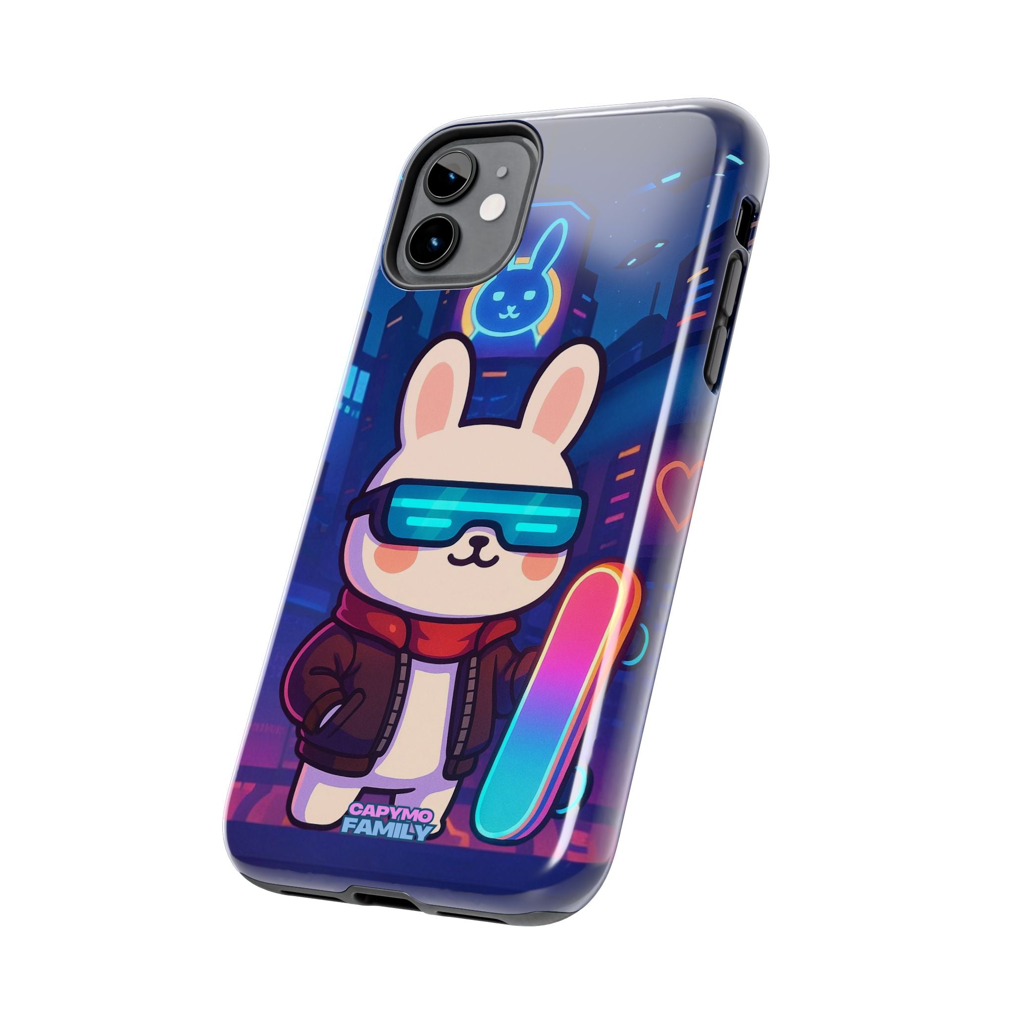 Capymo Family Cute Cartoon Bunny Tough Phone Case –Cyberpunk Bunny "Toto" Phone Case