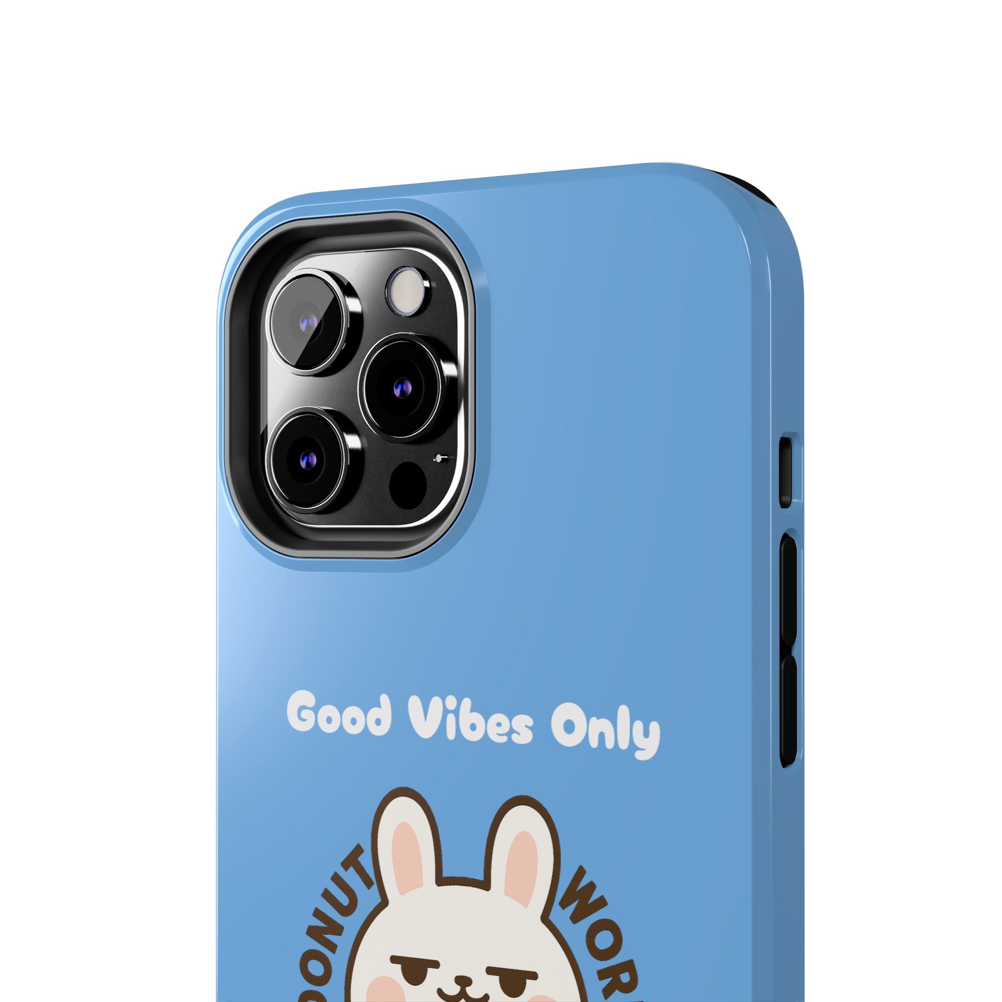 Capymo Family “Donut Worry, Be Soft” Phone Case – Cute Bunny & Donut Positive Vibes Cover